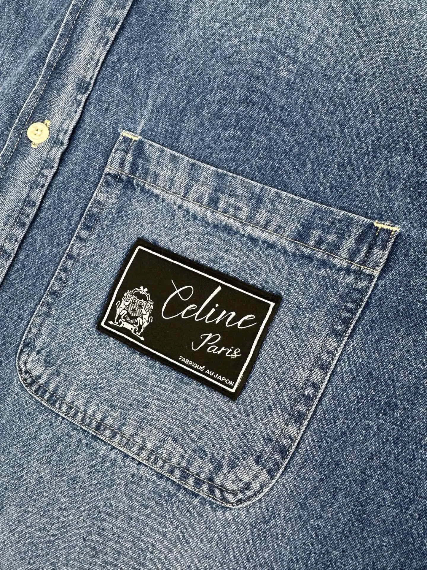 Logo Patch Denim Shirt in Stonewashed Indigo D26521928 — view 4