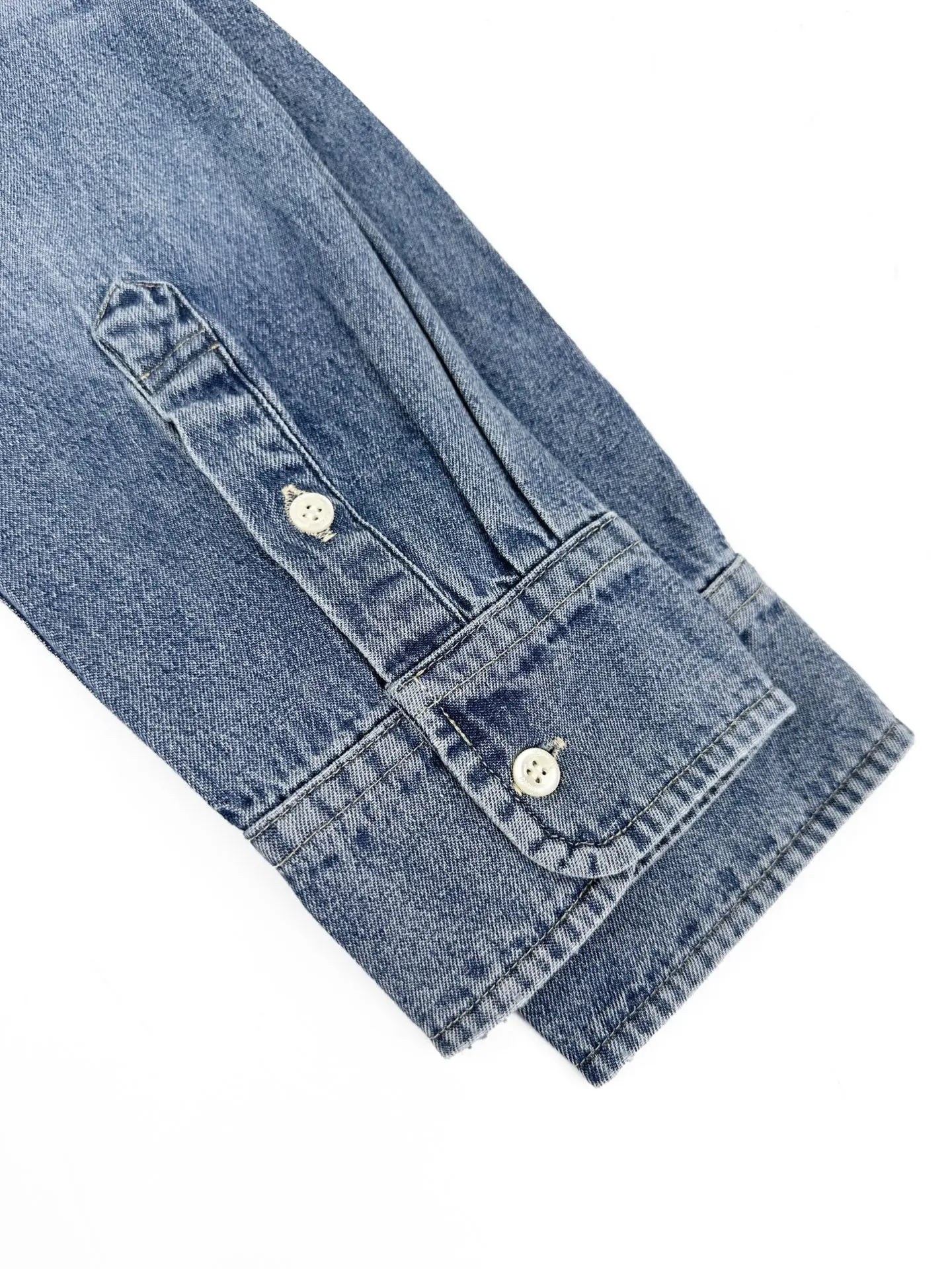 Logo Patch Denim Shirt in Stonewashed Indigo D26521928 — view 7