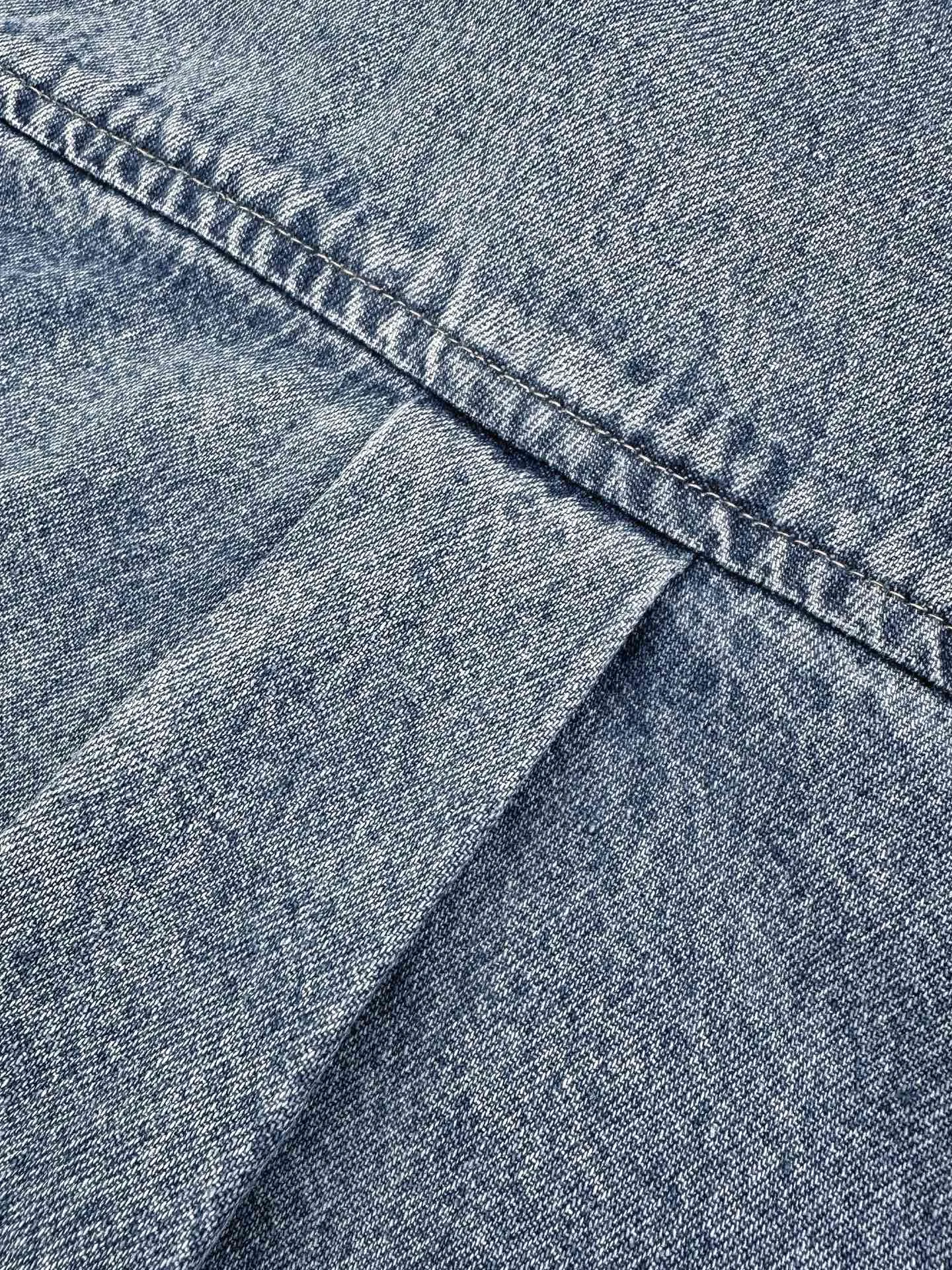 Logo Patch Denim Shirt in Stonewashed Indigo D26521928 — view 9