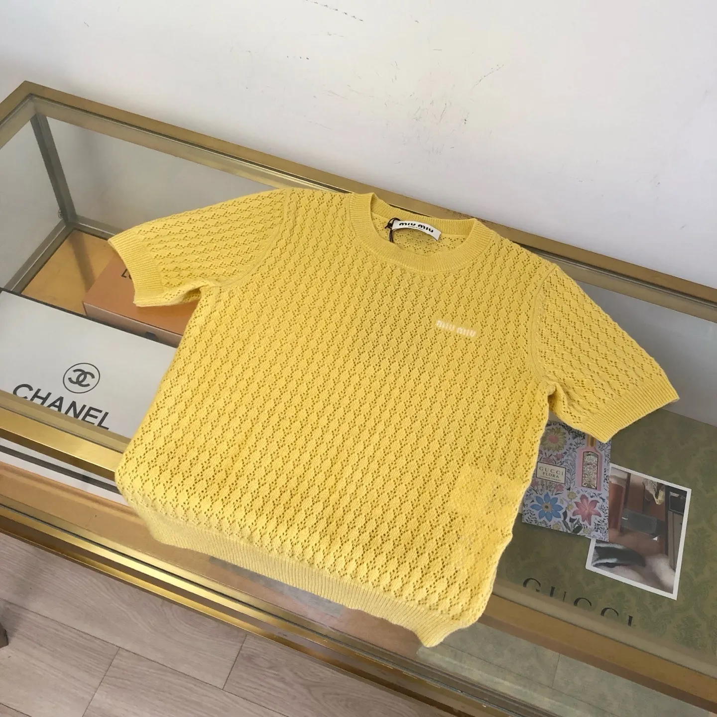 Open-Knit Cashmere and Silk Short-Sleeve Sweater D26522750