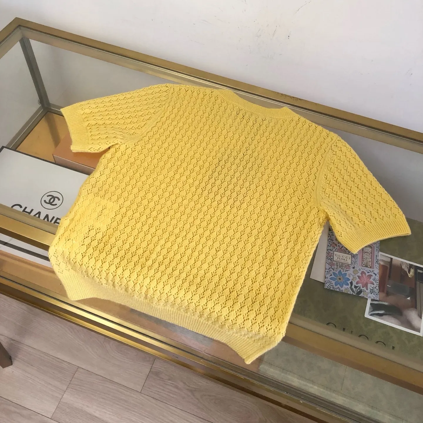 Open-Knit Cashmere and Silk Short-Sleeve Sweater D26522750 — view 2