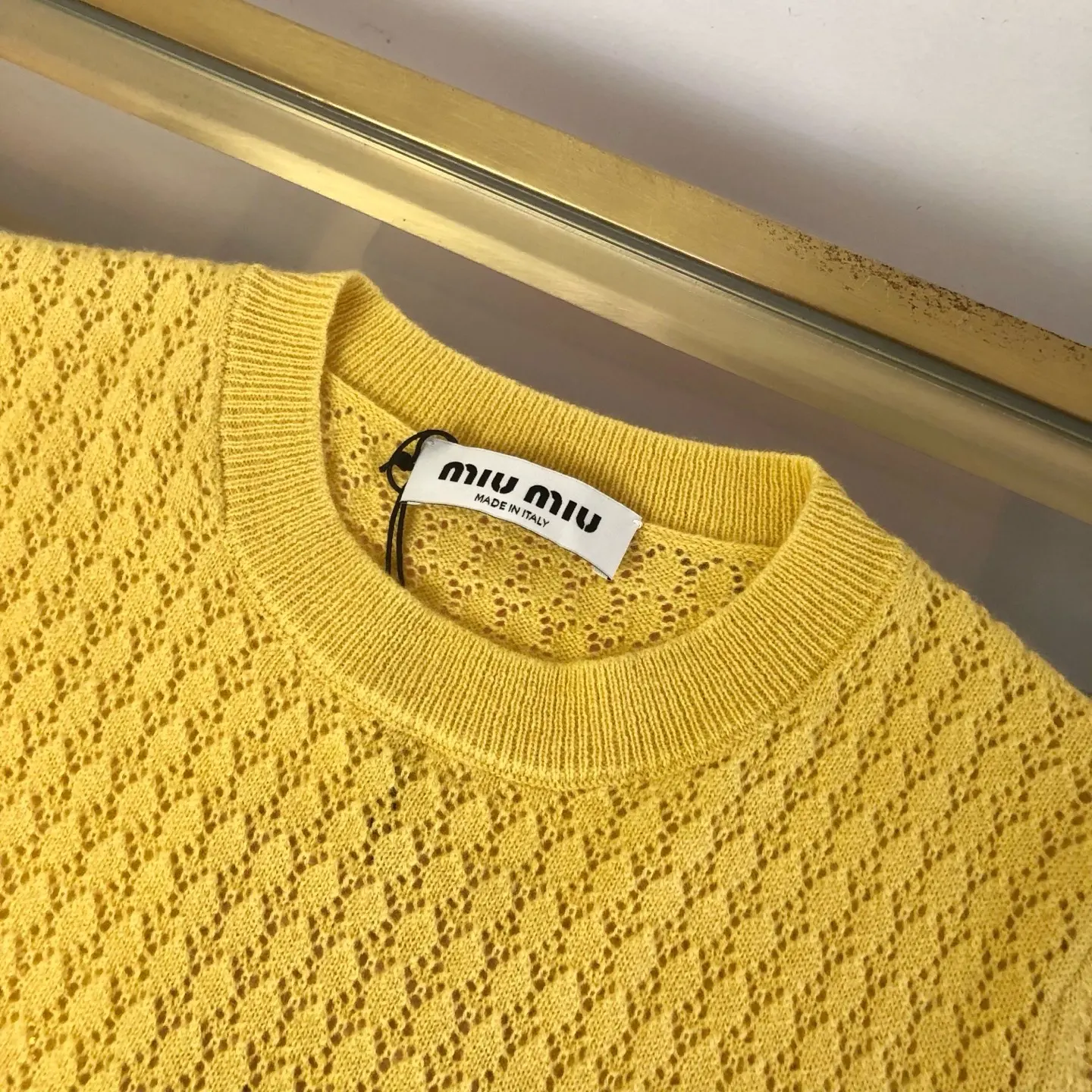 Open-Knit Cashmere and Silk Short-Sleeve Sweater D26522750 — view 4