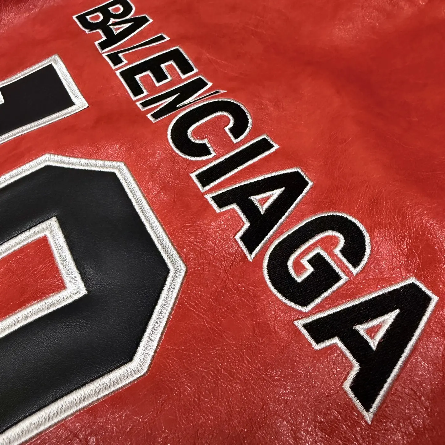 Balenciaga Leather Bomber Baseball Jacket D27021357 — view 9