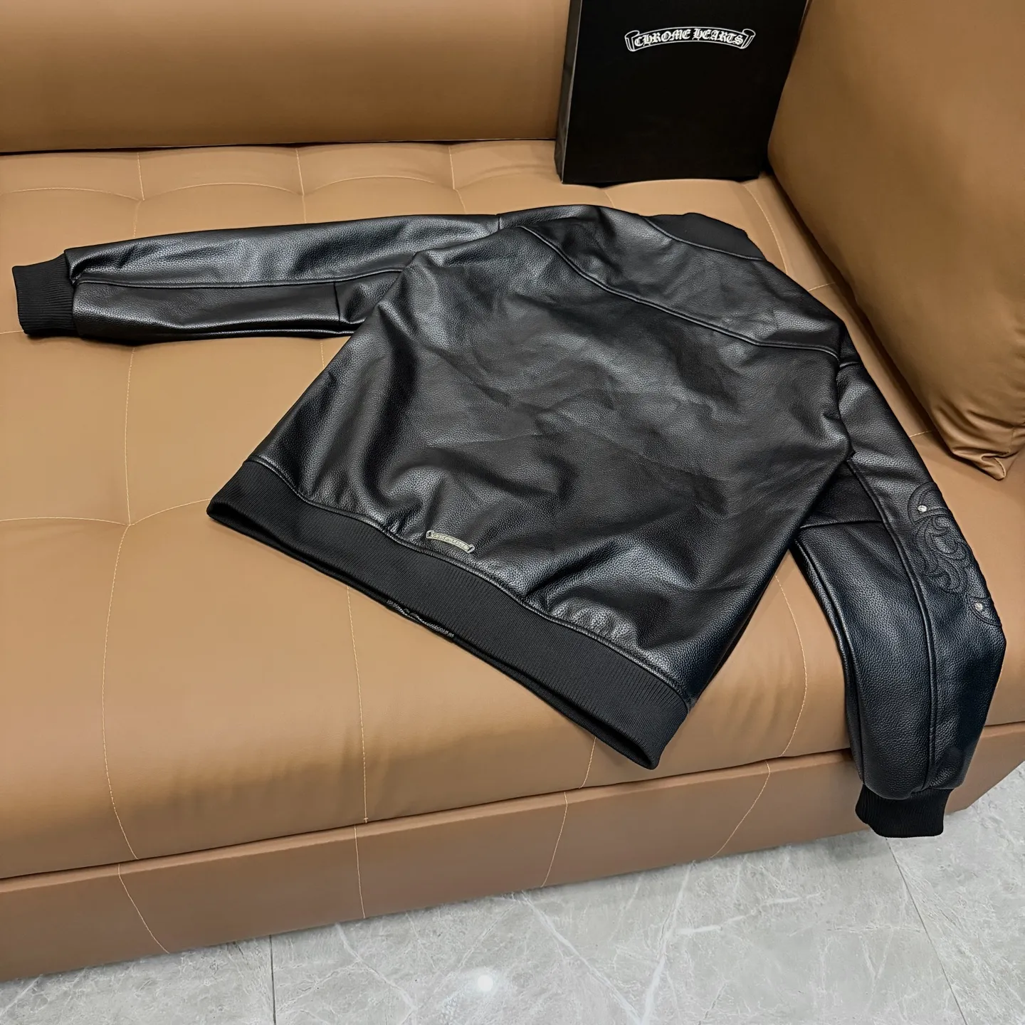 Embroidered Lambskin Leather Bomber Jacket D27021356 — view 2