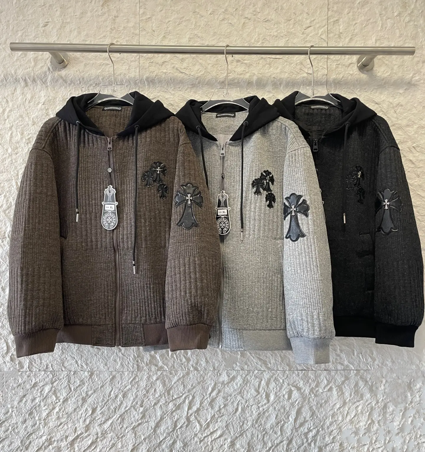 Chrome Hearts Cross-Patch Wool-Blend Knit Hoodie D27020229