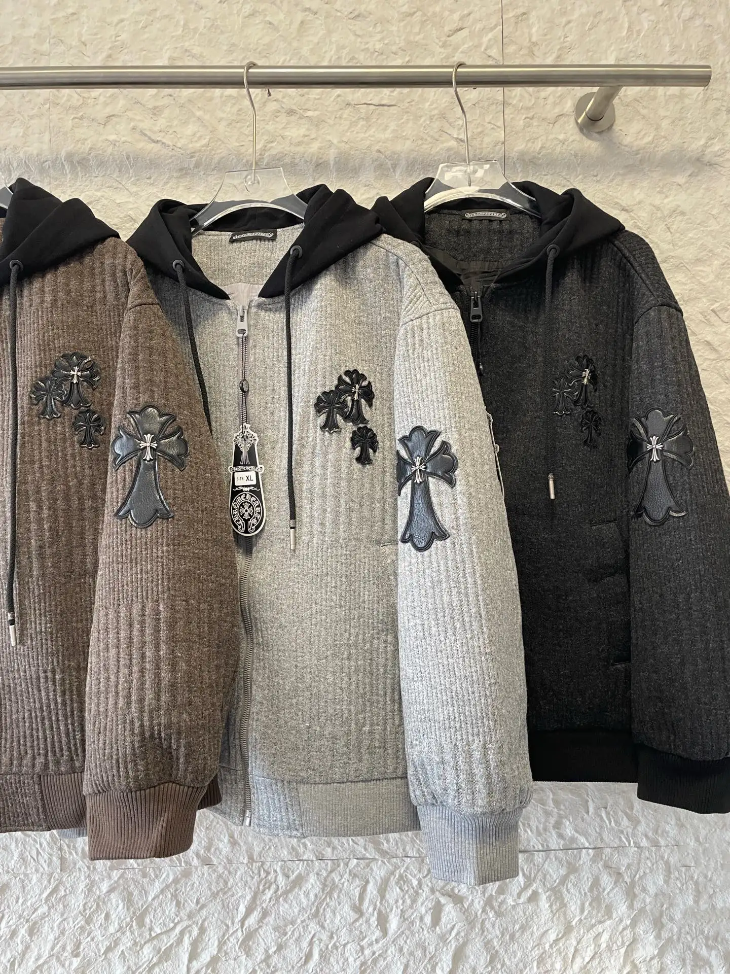 Chrome Hearts Cross-Patch Wool-Blend Knit Hoodie D27020229 — view 3