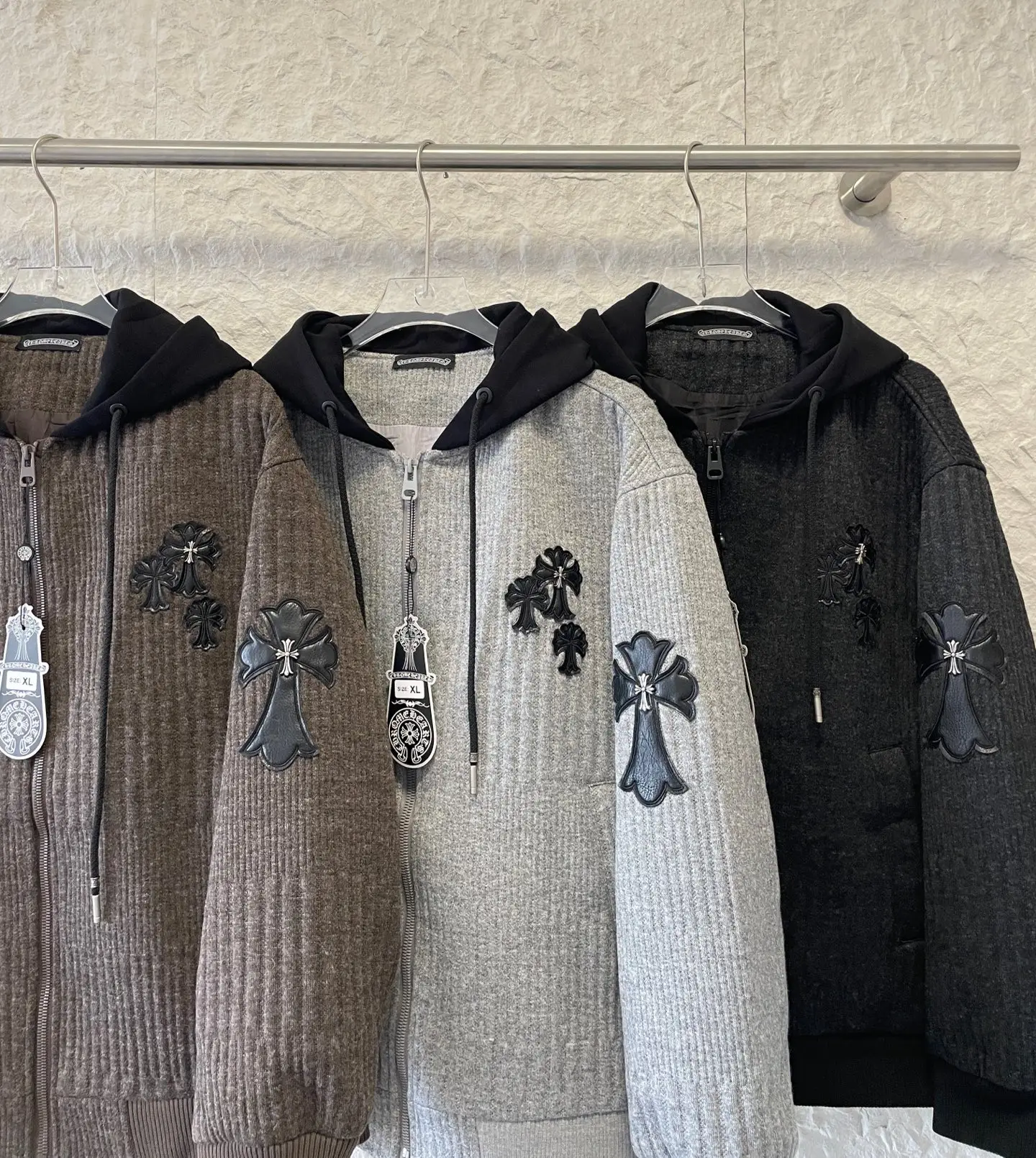 Chrome Hearts Cross-Patch Wool-Blend Knit Hoodie D27020229 — view 4