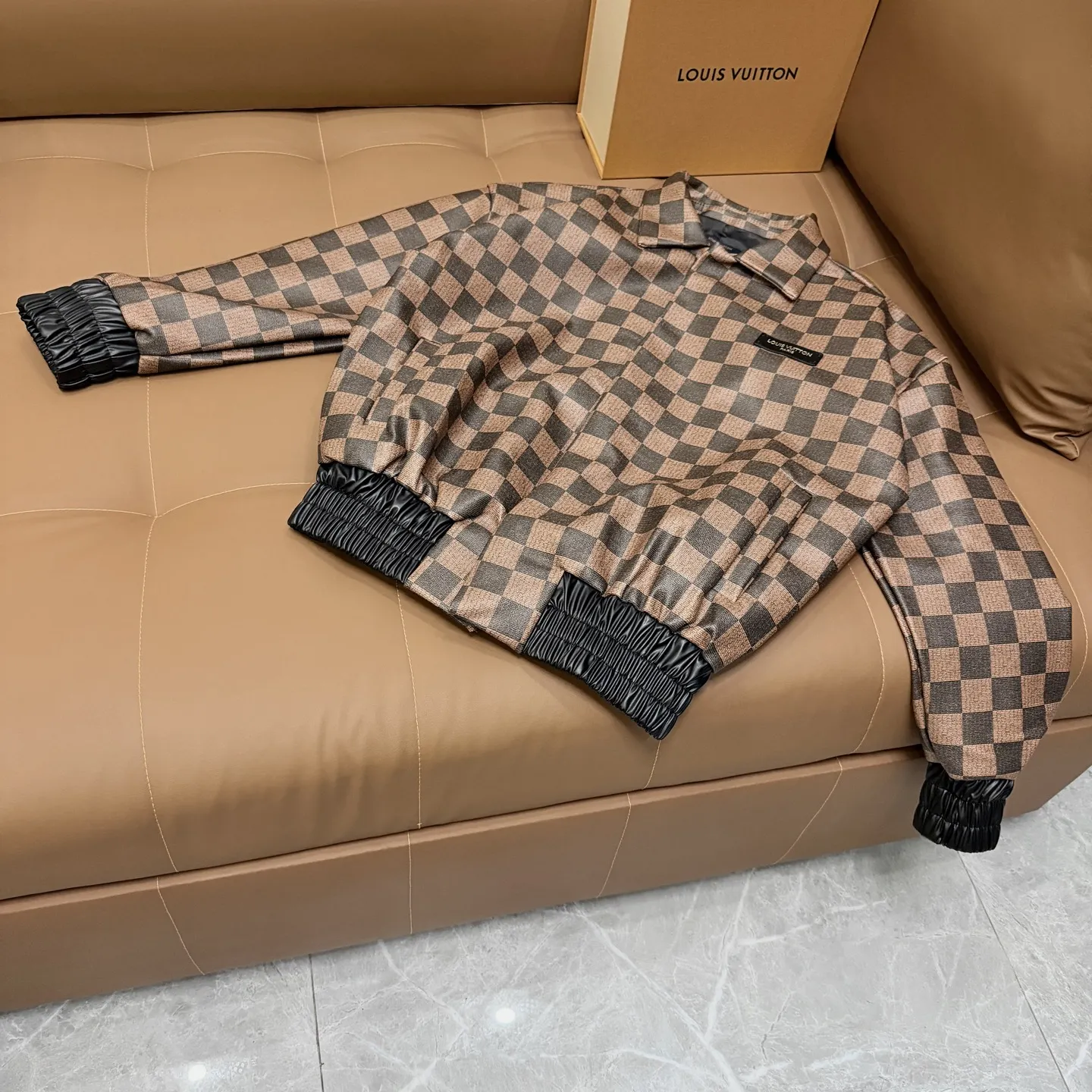 Damier Leather Blouson Bomber Jacket D27021358