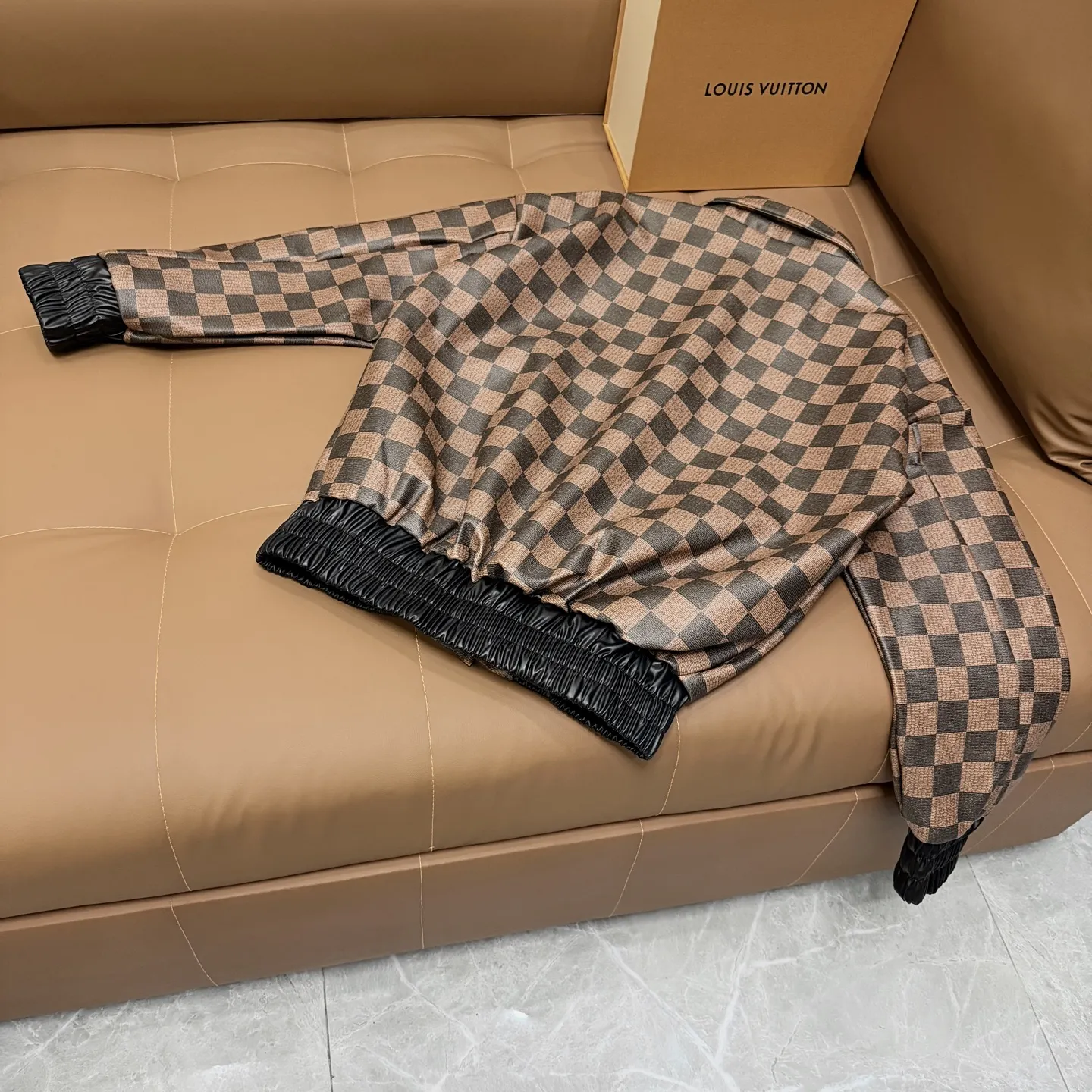 Damier Leather Blouson Bomber Jacket D27021358 — view 2