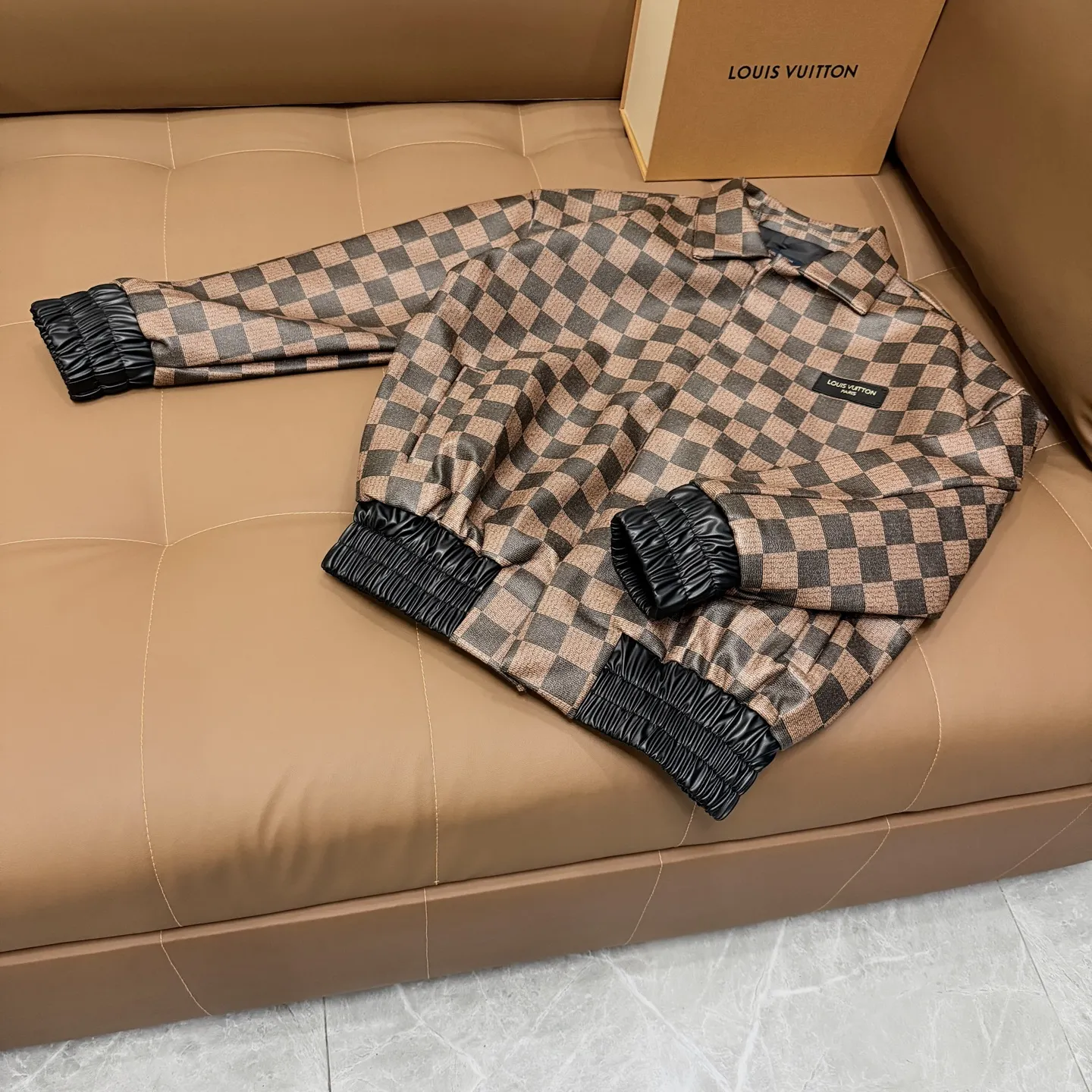 Damier Leather Blouson Bomber Jacket D27021358 — view 8