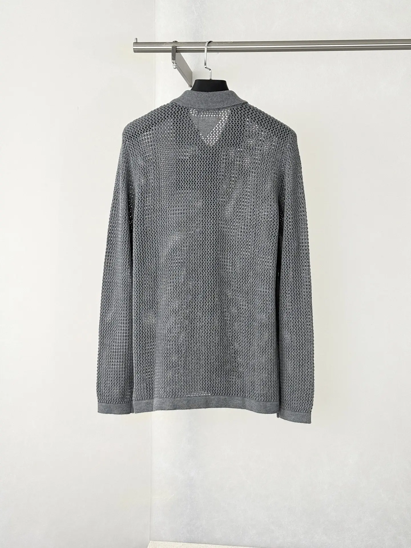 Open-Knit Mesh Polo Cardigan D27023442 — view 2