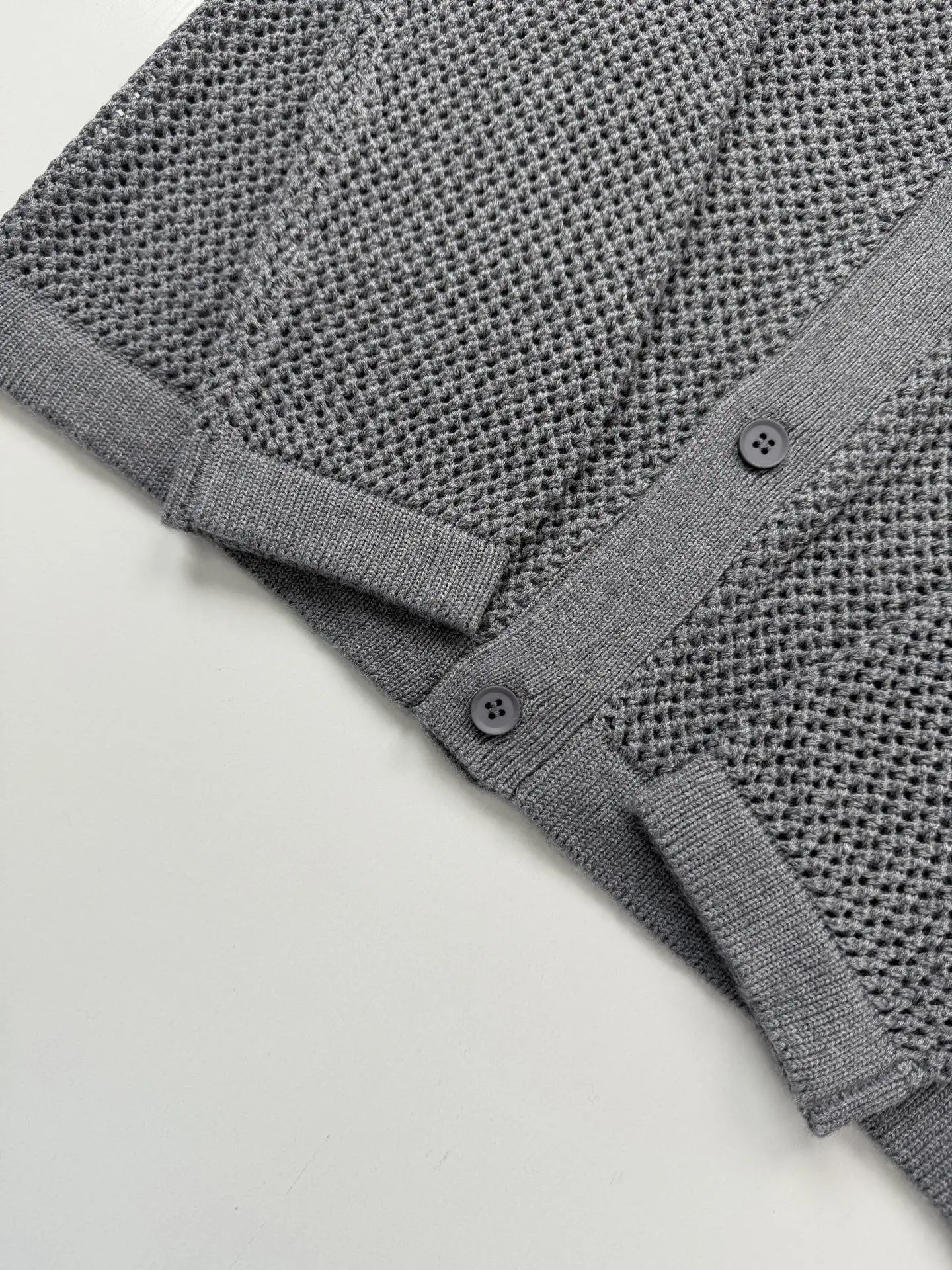 Open-Knit Mesh Polo Cardigan D27023442 — view 4