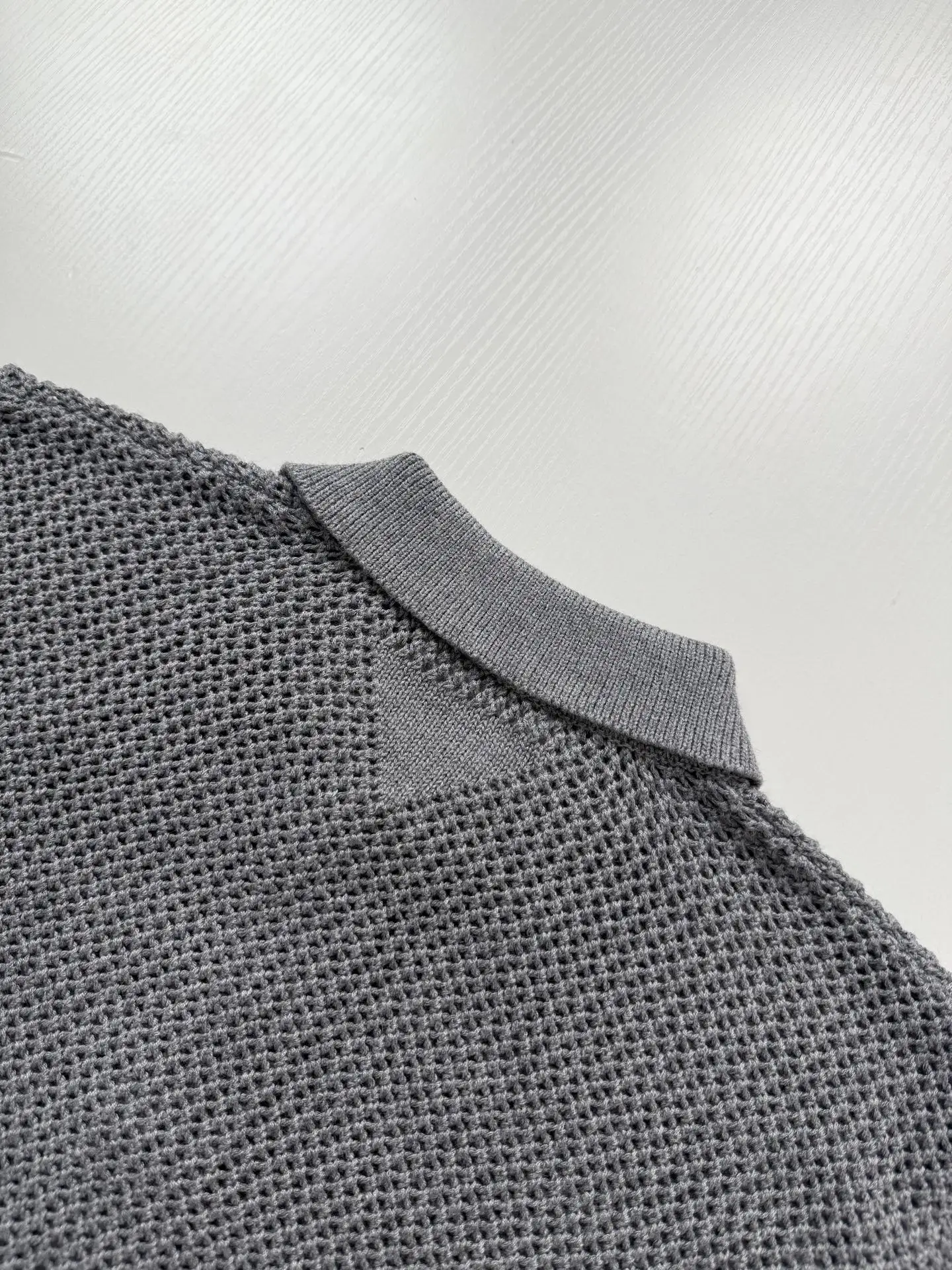 Open-Knit Mesh Polo Cardigan D27023442 — view 10