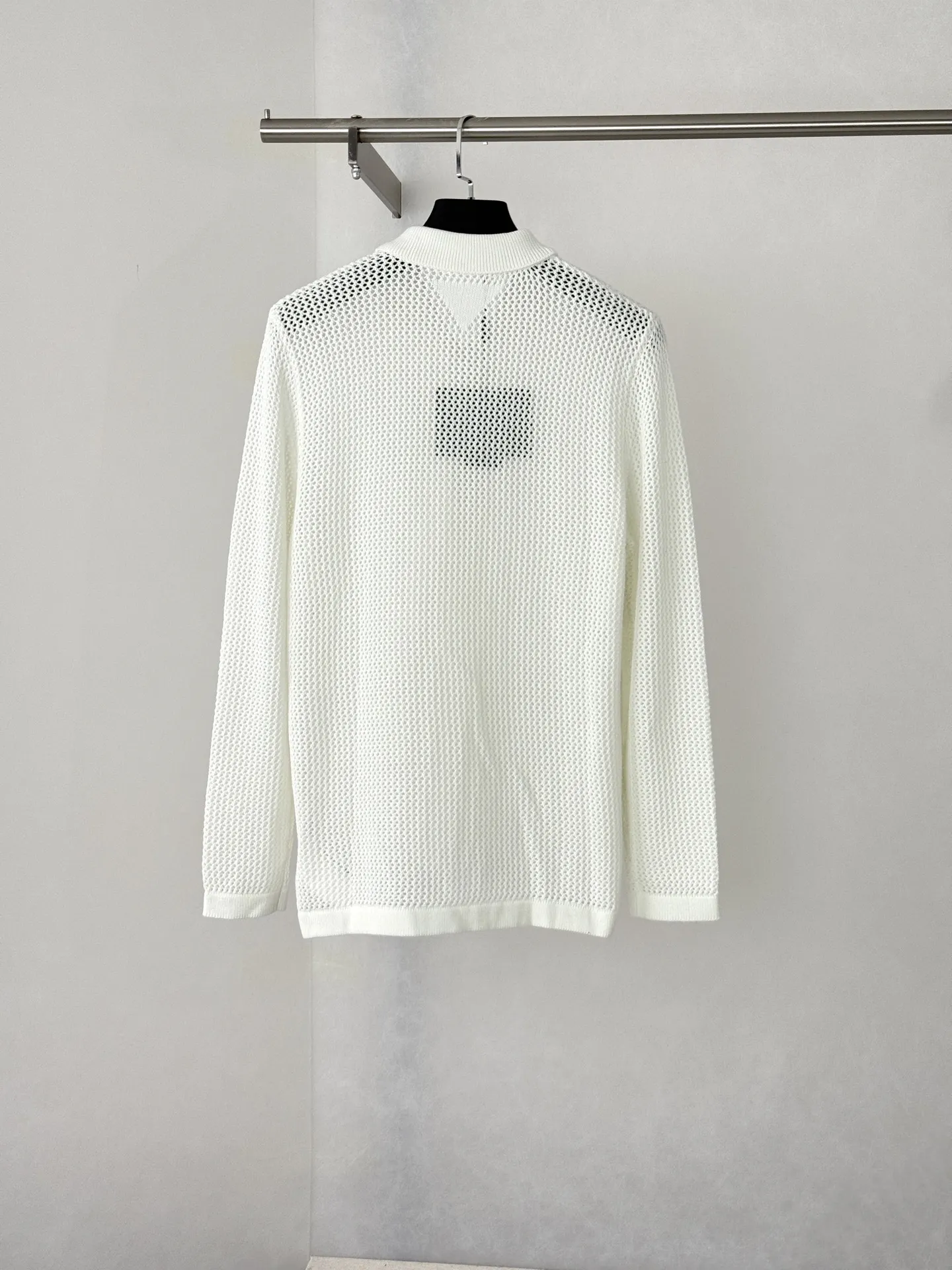 Open-Knit Mesh Polo Cardigan D27023441 — view 2