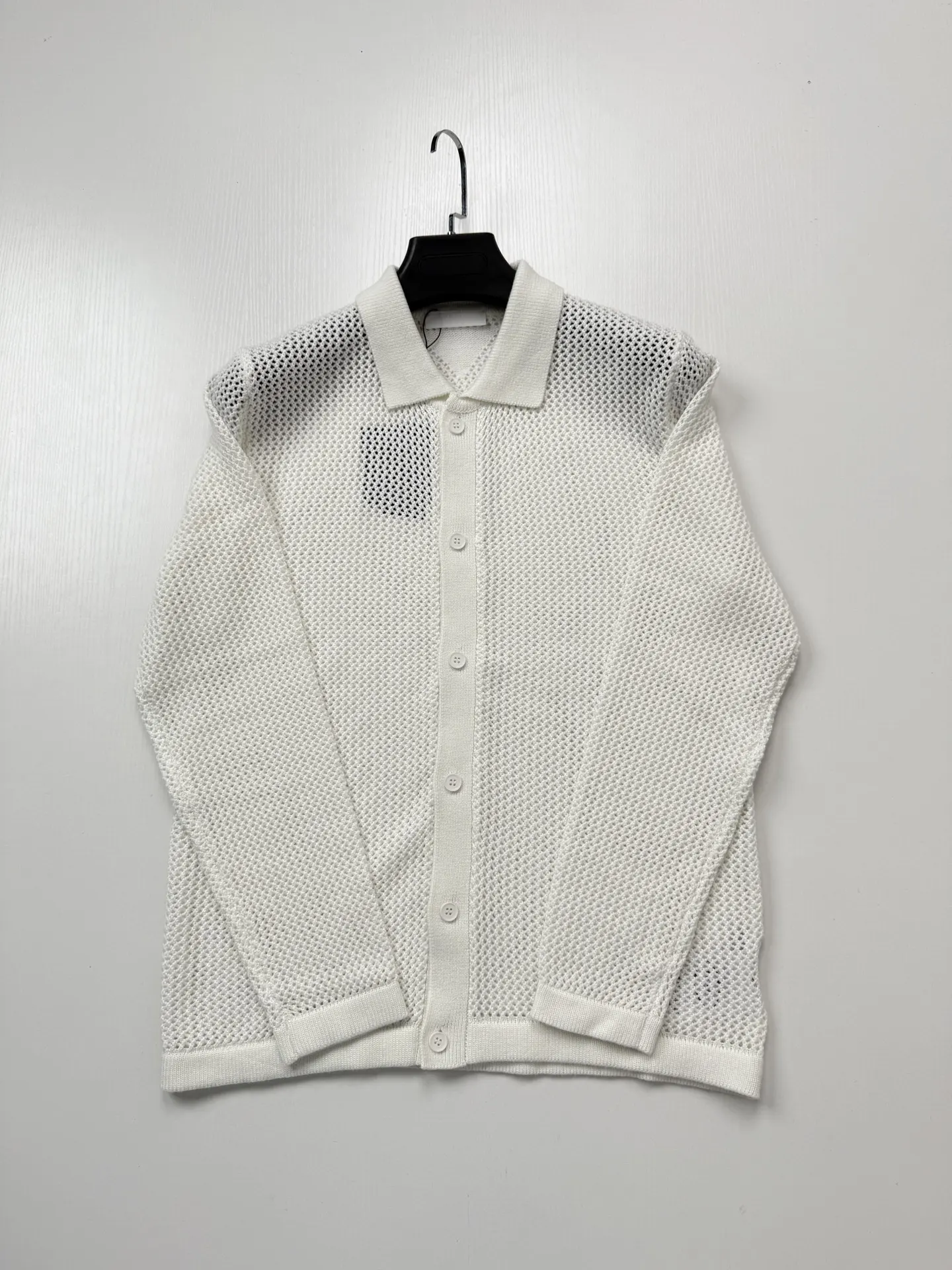 Open-Knit Mesh Polo Cardigan D27023441 — view 3