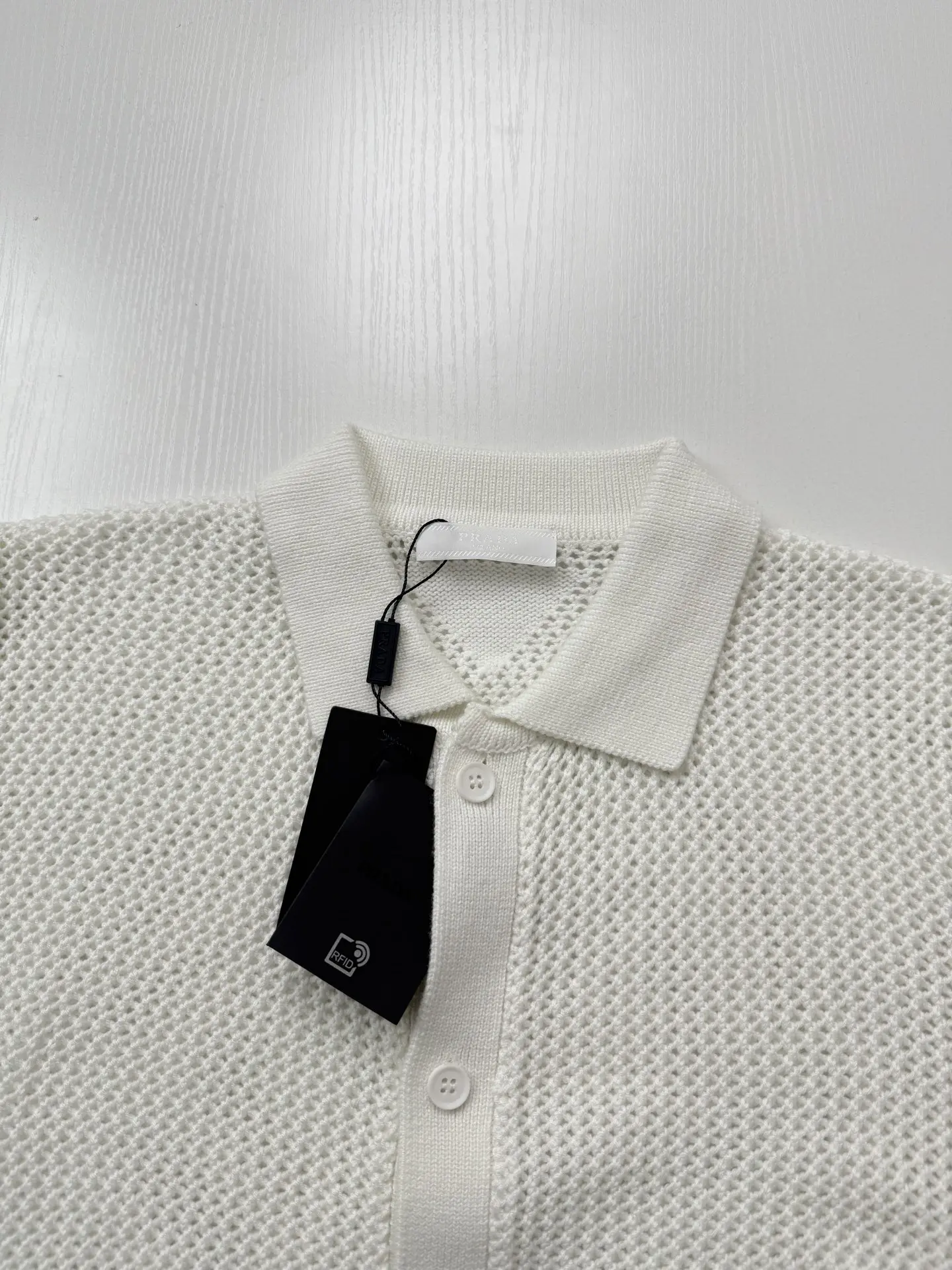 Open-Knit Mesh Polo Cardigan D27023441 — view 8