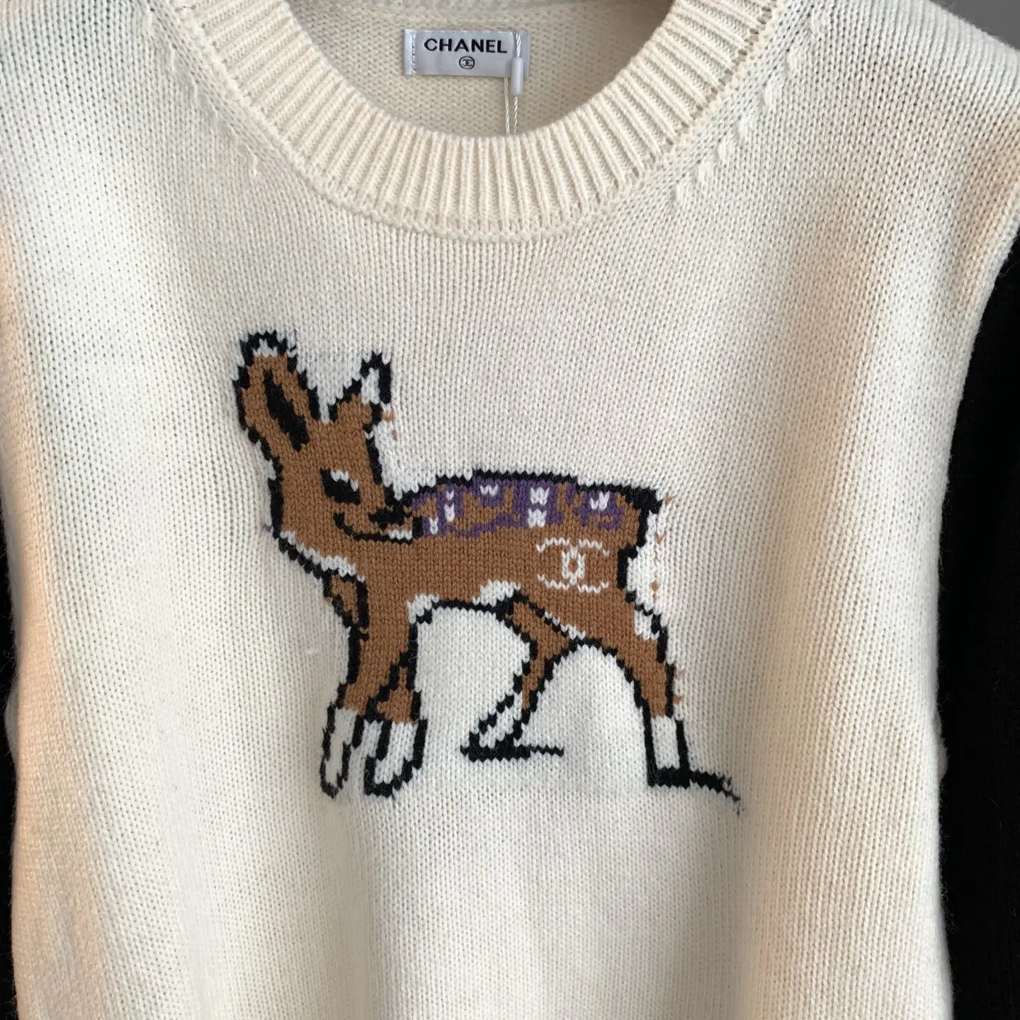 Fawn Intarsia Cashmere Crew-Neck Sweater D27022886 — view 6