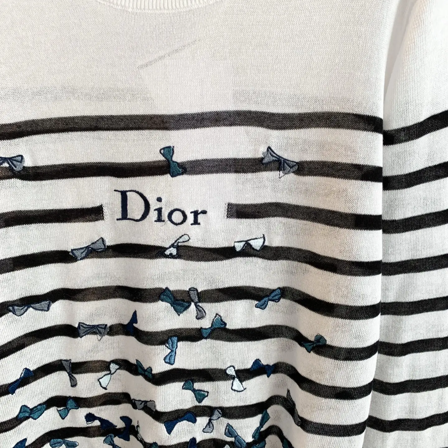 Striped Knit Sweater with Butterfly Embroidery D27022769 — view 3