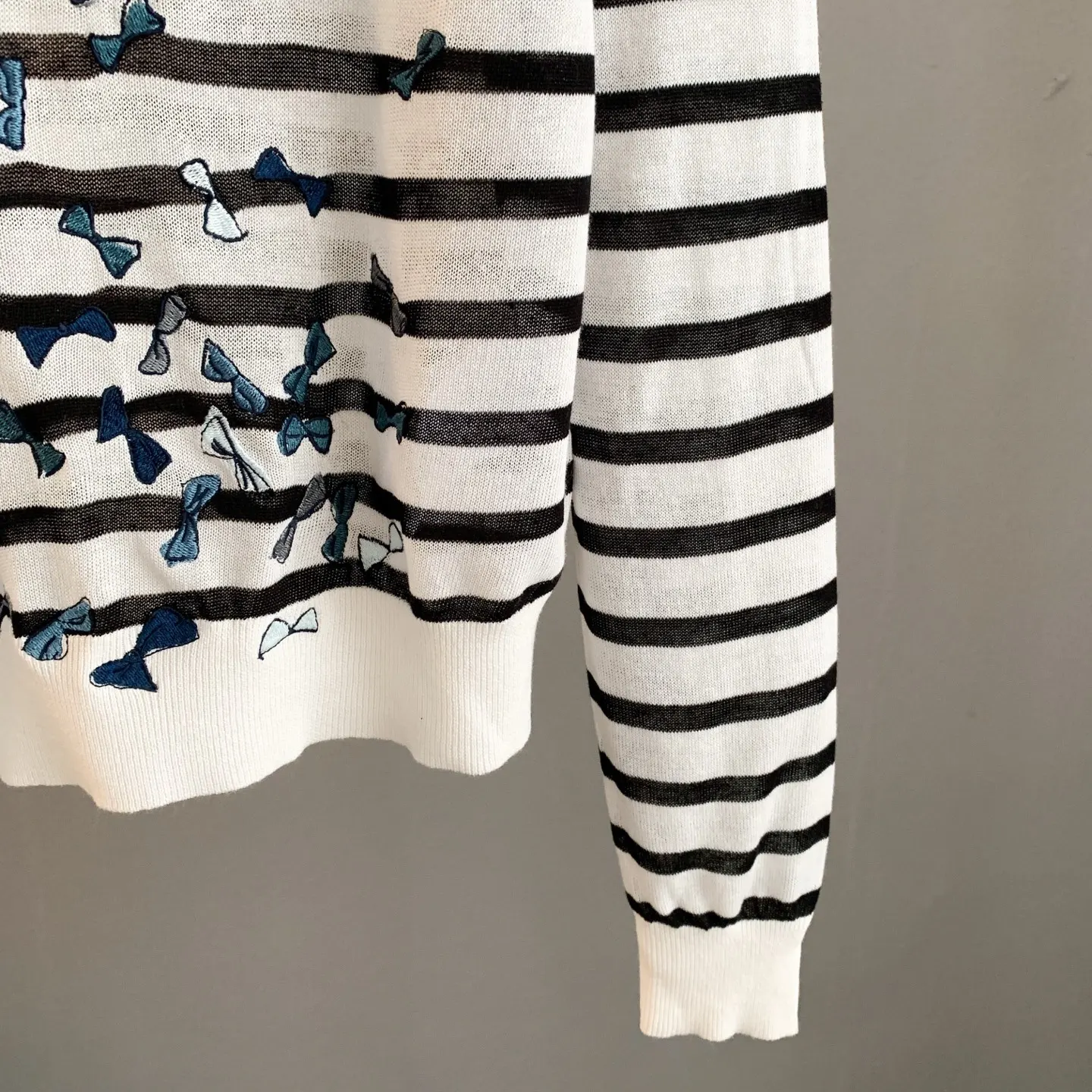 Striped Knit Sweater with Butterfly Embroidery D27022769 — view 5