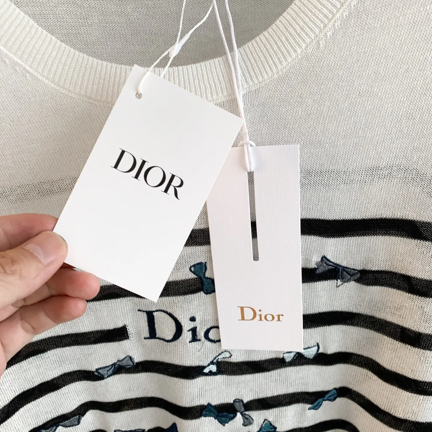 Striped Knit Sweater with Butterfly Embroidery D27022769 — view 6