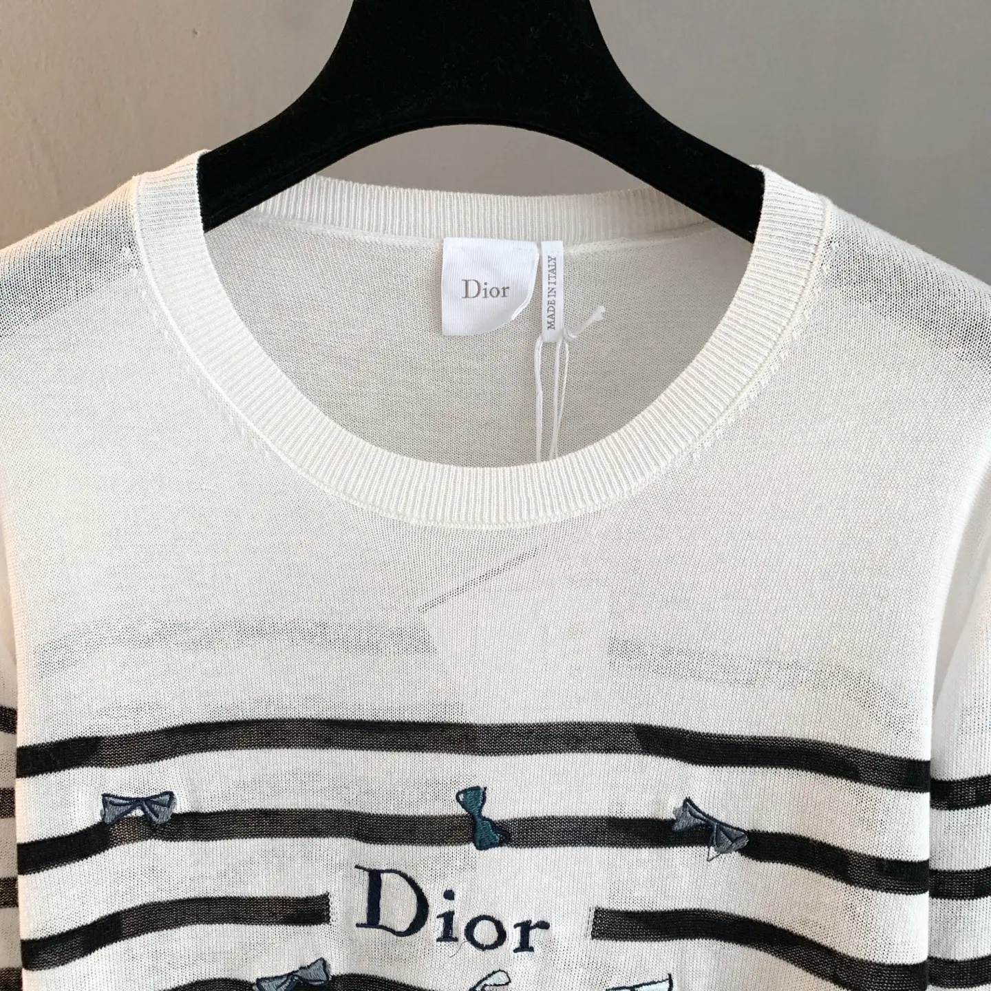 Striped Knit Sweater with Butterfly Embroidery D27022769 — view 7
