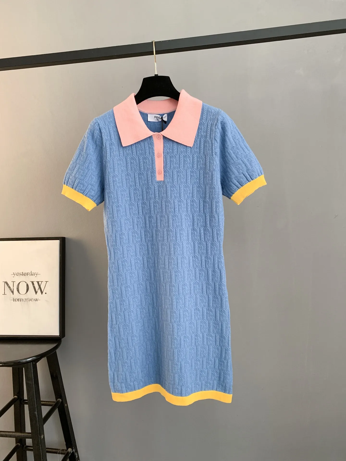 FF Monogram Jacquard Knit Polo Dress D27022764