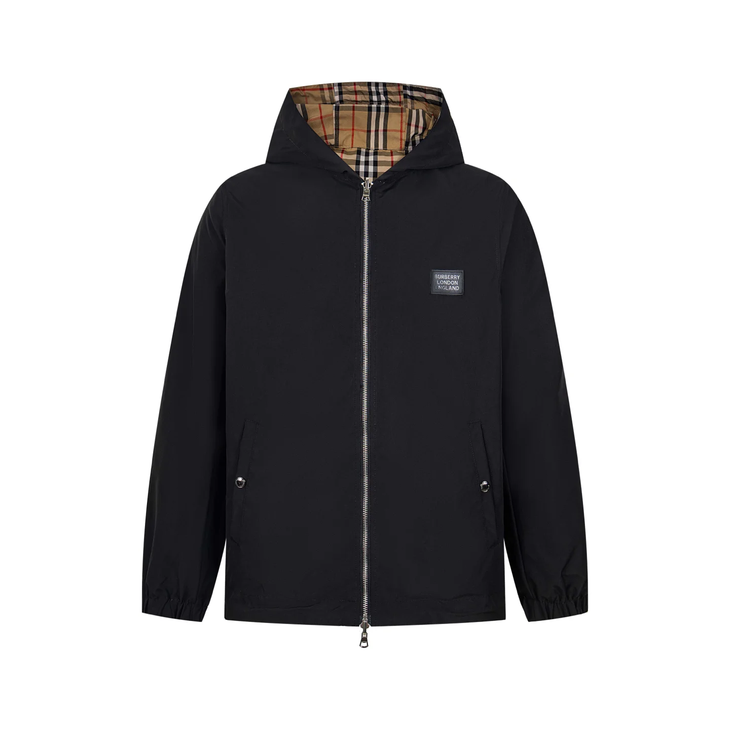 Reversible Check-Lined Hooded Jacket D27522198