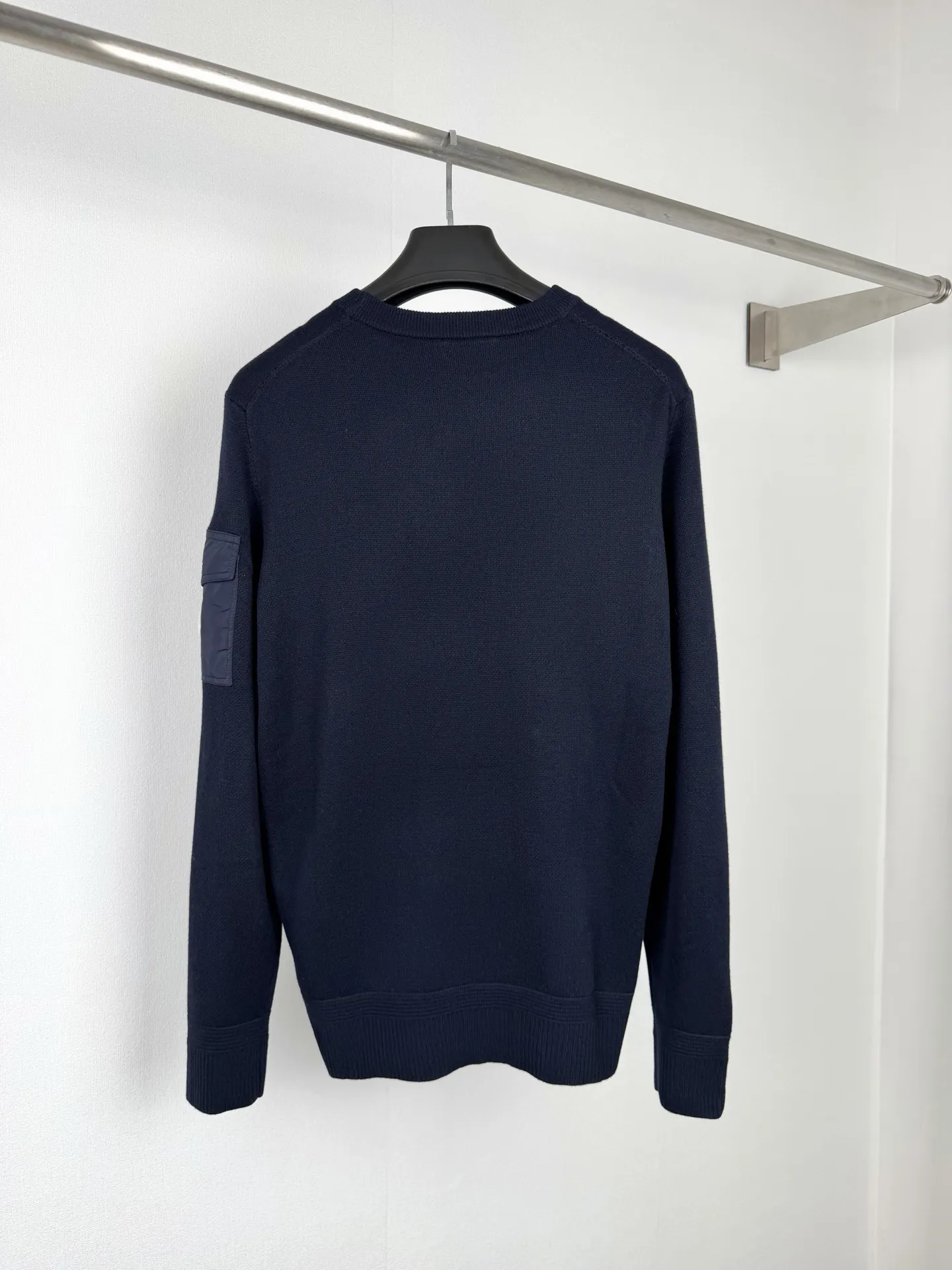 Moncler Wool-Blend Crew-Neck Sweater with Arm Pocket D27520023 — view 3