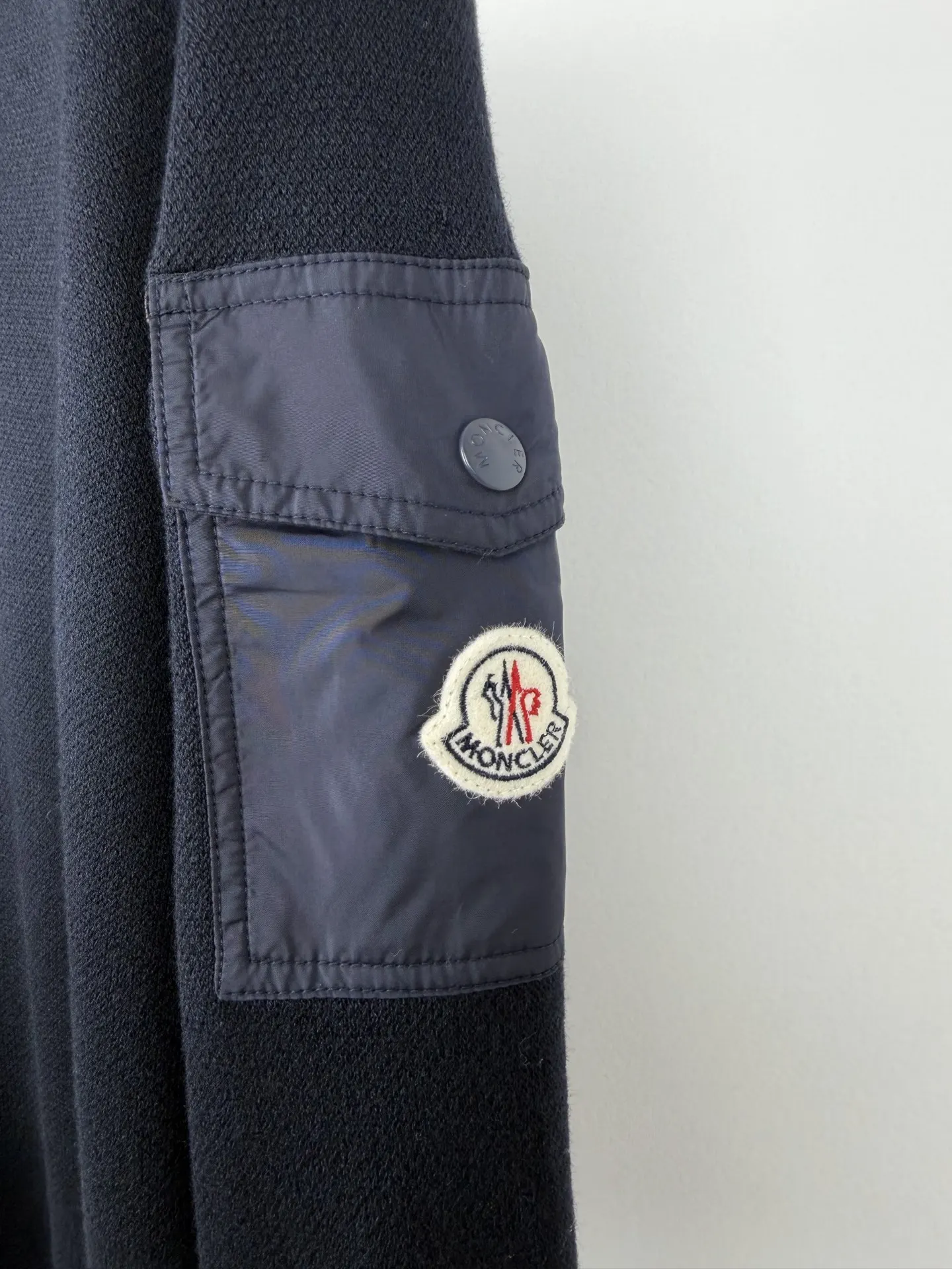 Moncler Wool-Blend Crew-Neck Sweater with Arm Pocket D27520023 — view 7