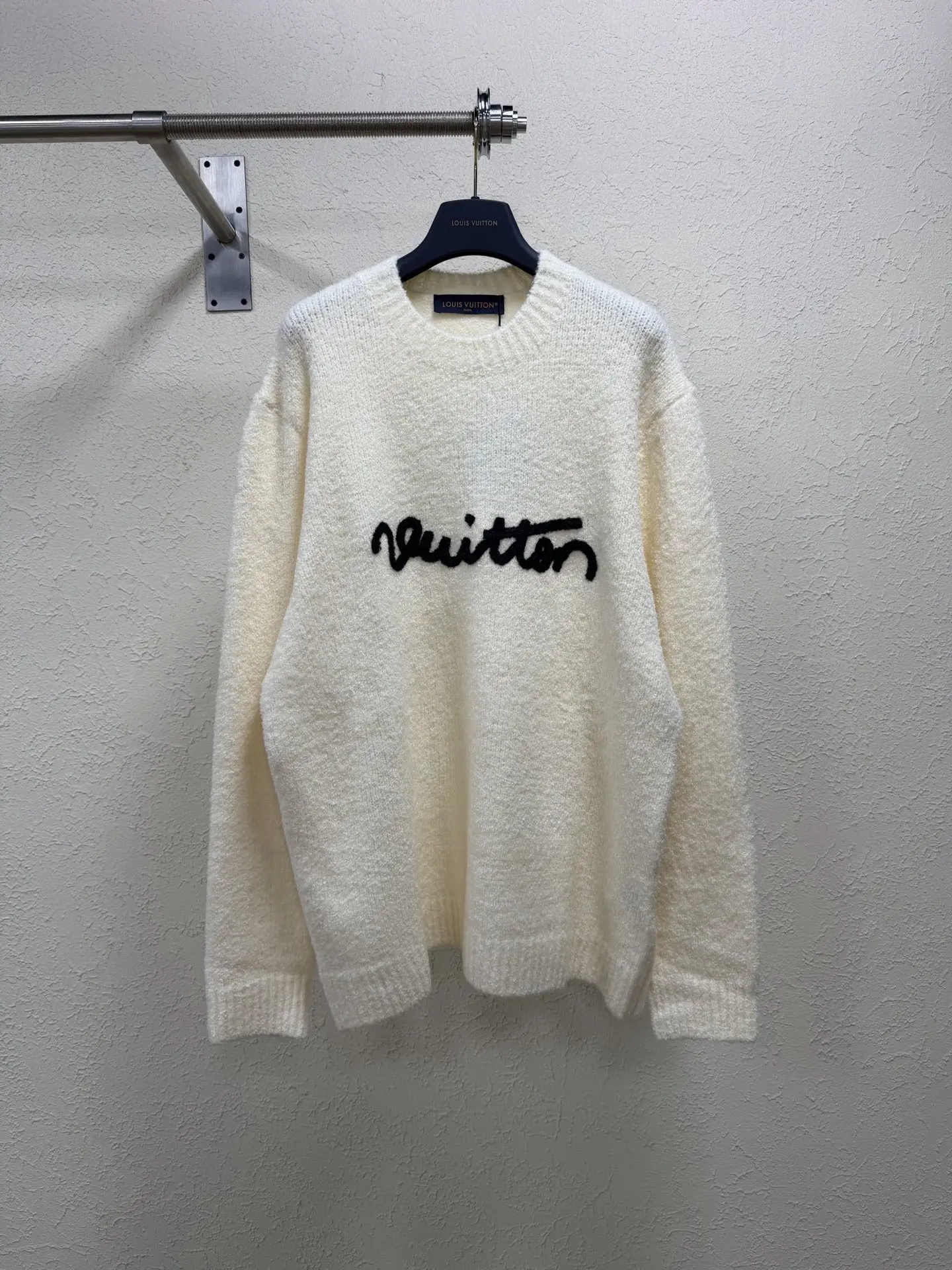 Logo Embroidered Bouclé Wool Sweater D28021886