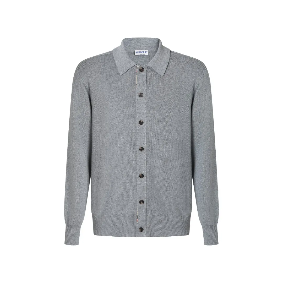 Check-Trim Wool-Blend Knit Cardigan D28523584