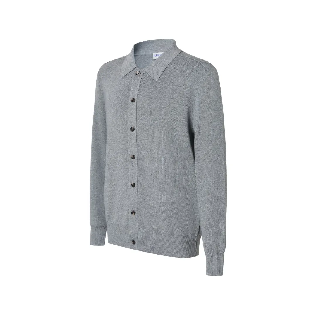 Check-Trim Wool-Blend Knit Cardigan D28523584 — view 2