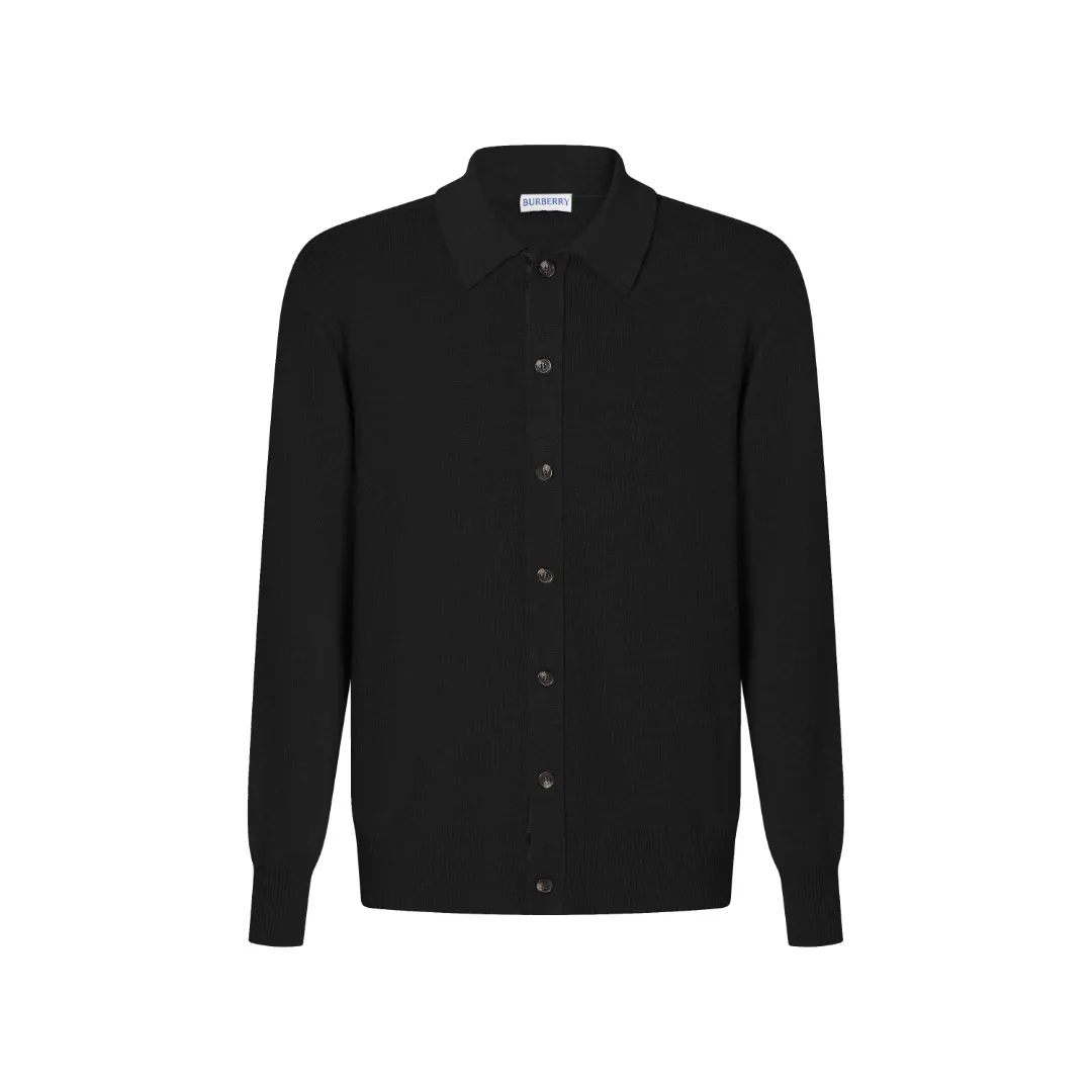 Check-Trim Wool-Blend Polo Cardigan D28523583