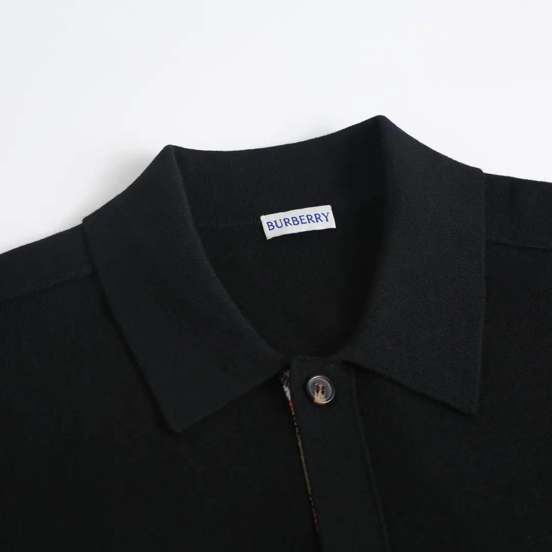 Check-Trim Wool-Blend Polo Cardigan D28523583 — view 4