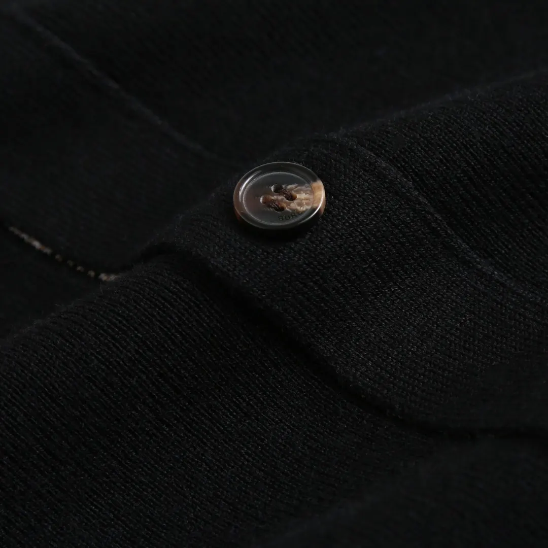 Check-Trim Wool-Blend Polo Cardigan D28523583 — view 6