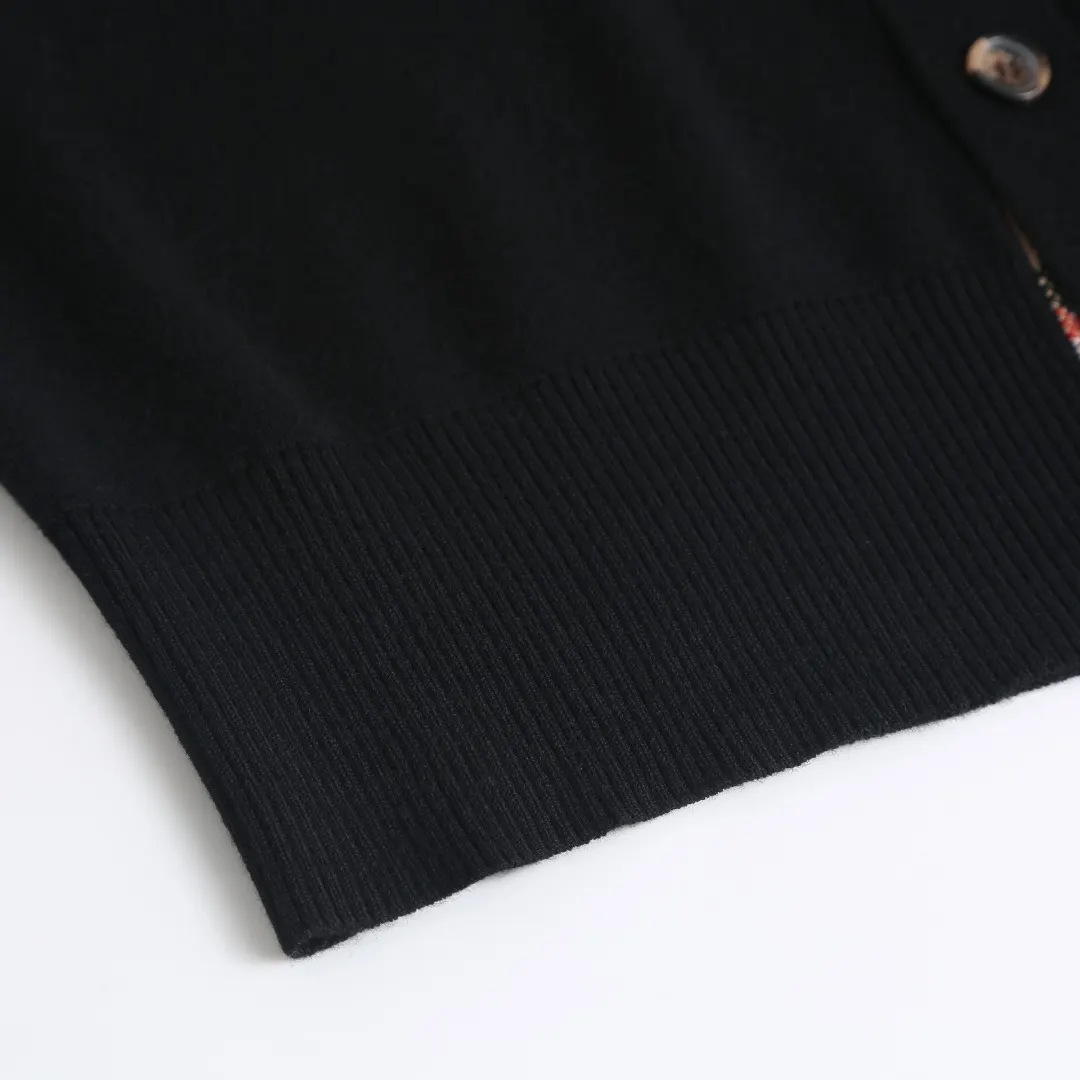 Check-Trim Wool-Blend Polo Cardigan D28523583 — view 9