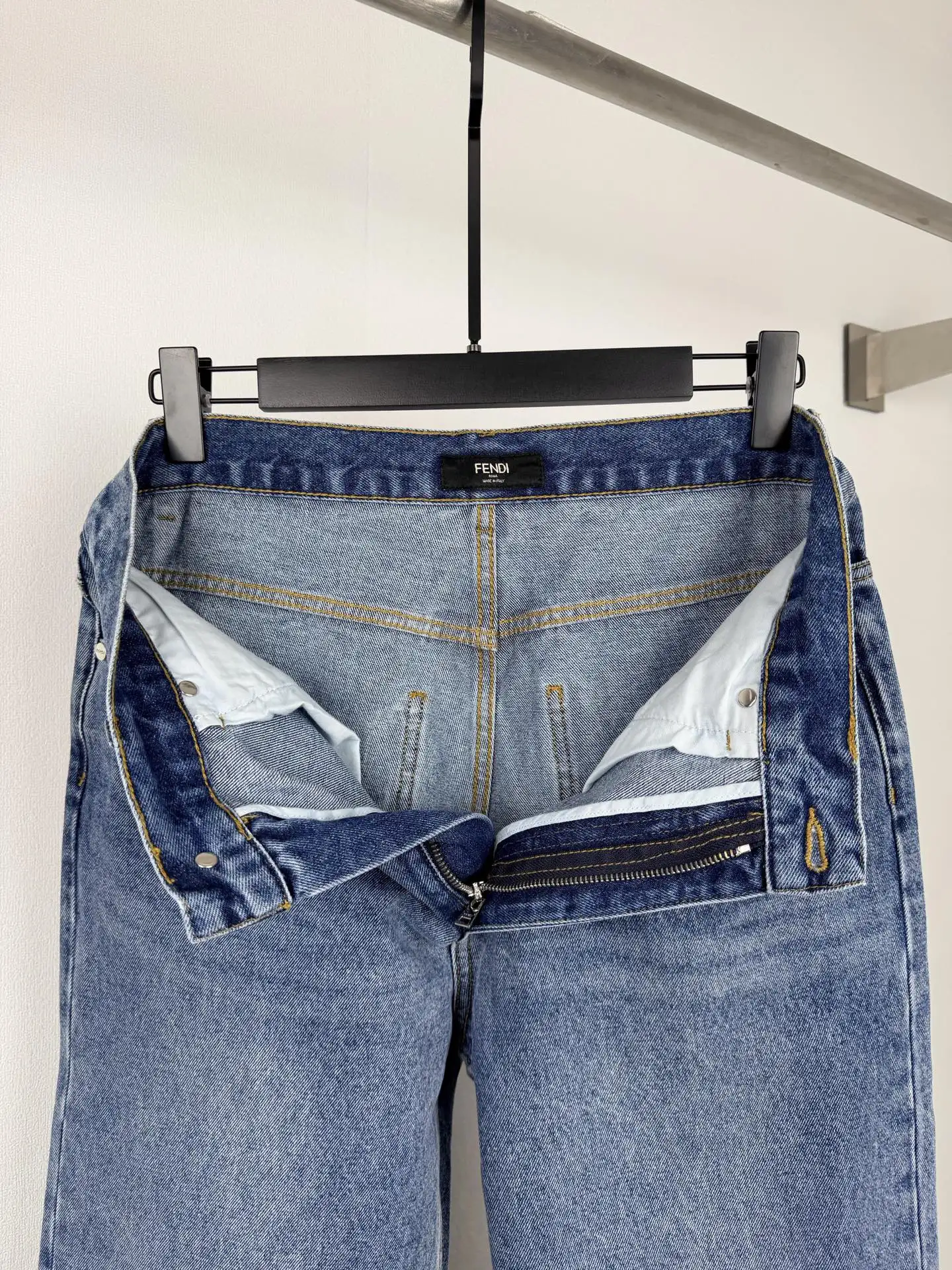 Straight-Leg Washed Denim Jeans with Leather Logo Patch D28520102 — view 11
