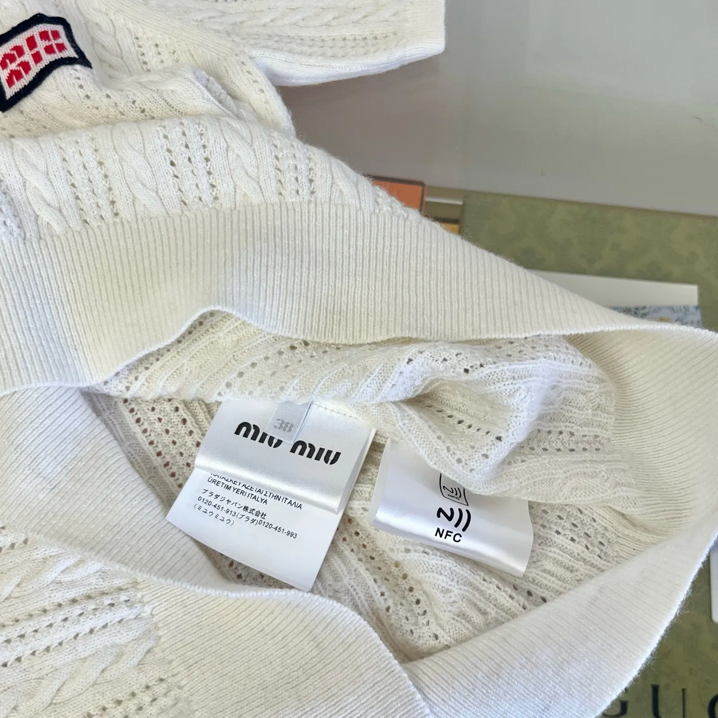 Logo-Patch Cable-Knit Cashmere Polo Shirt D28522751 — view 6