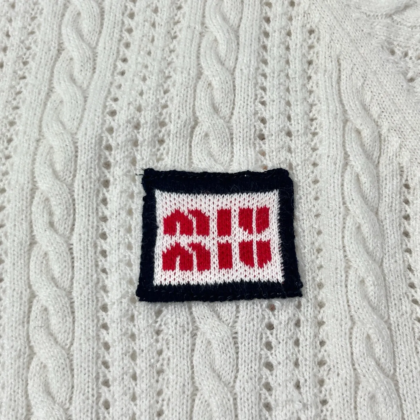 Logo-Patch Cable-Knit Cashmere Polo Shirt D28522751 — view 7
