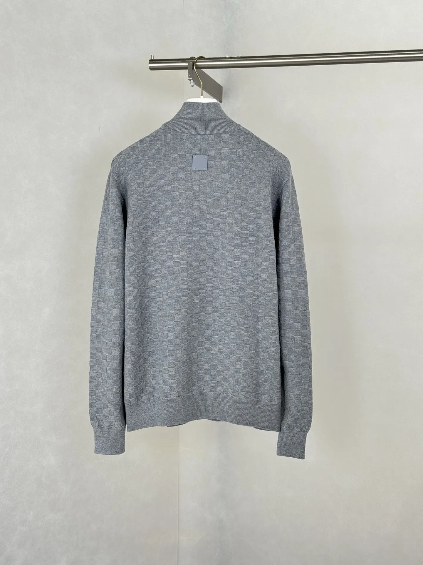 Damier Jacquard Half-Zip Wool Sweater D29519931 — view 2