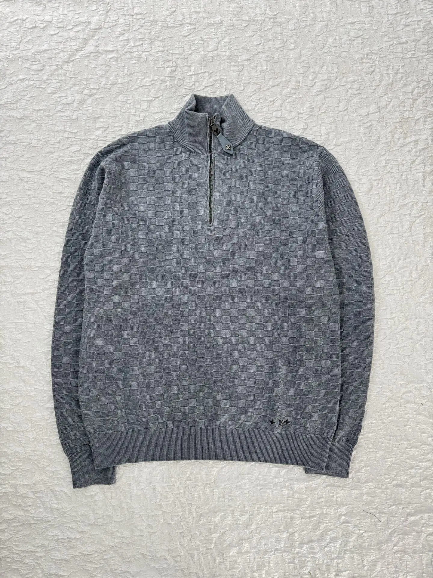 Damier Jacquard Half-Zip Wool Sweater D29519931 — view 3
