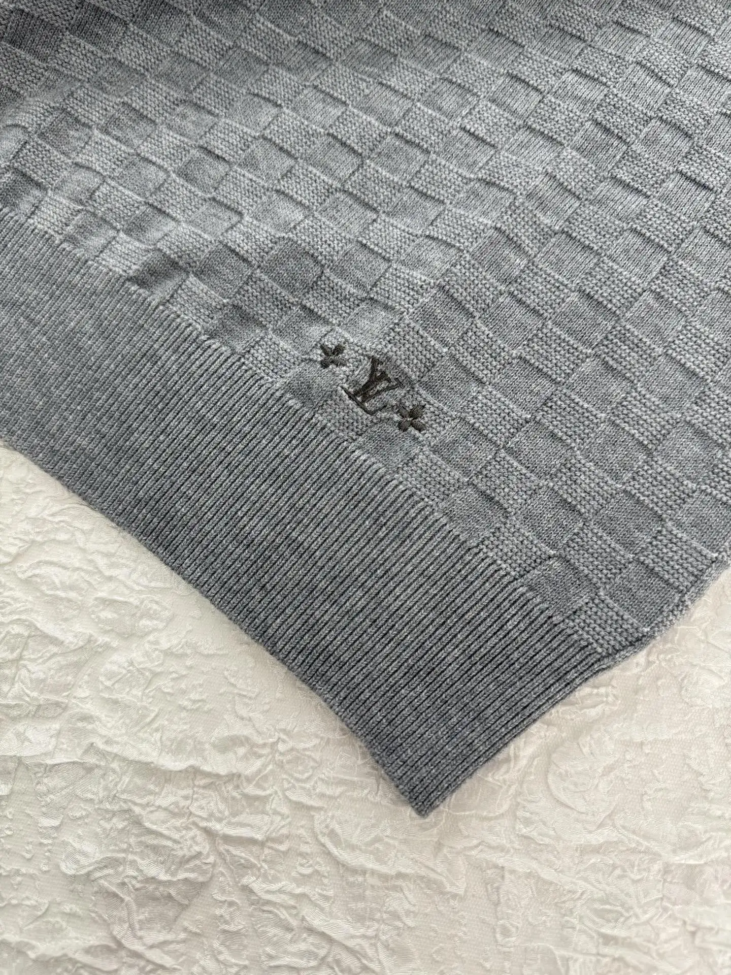 Damier Jacquard Half-Zip Wool Sweater D29519931 — view 6