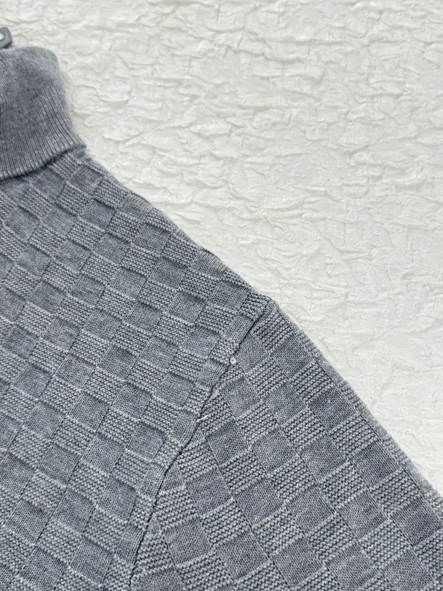 Damier Jacquard Half-Zip Wool Sweater D29519931 — view 7