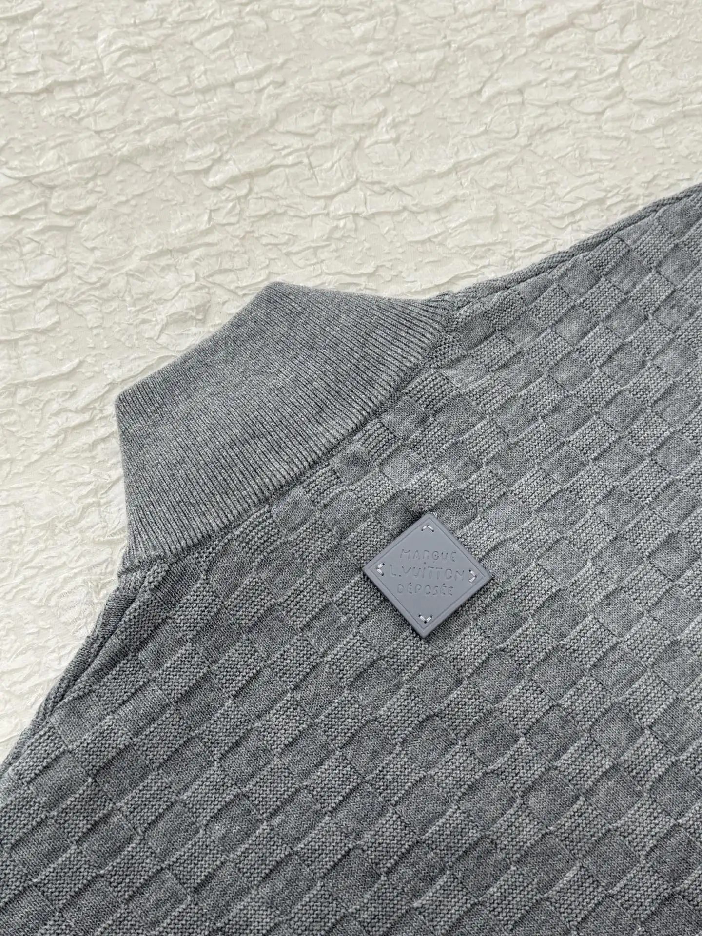 Damier Jacquard Half-Zip Wool Sweater D29519931 — view 9