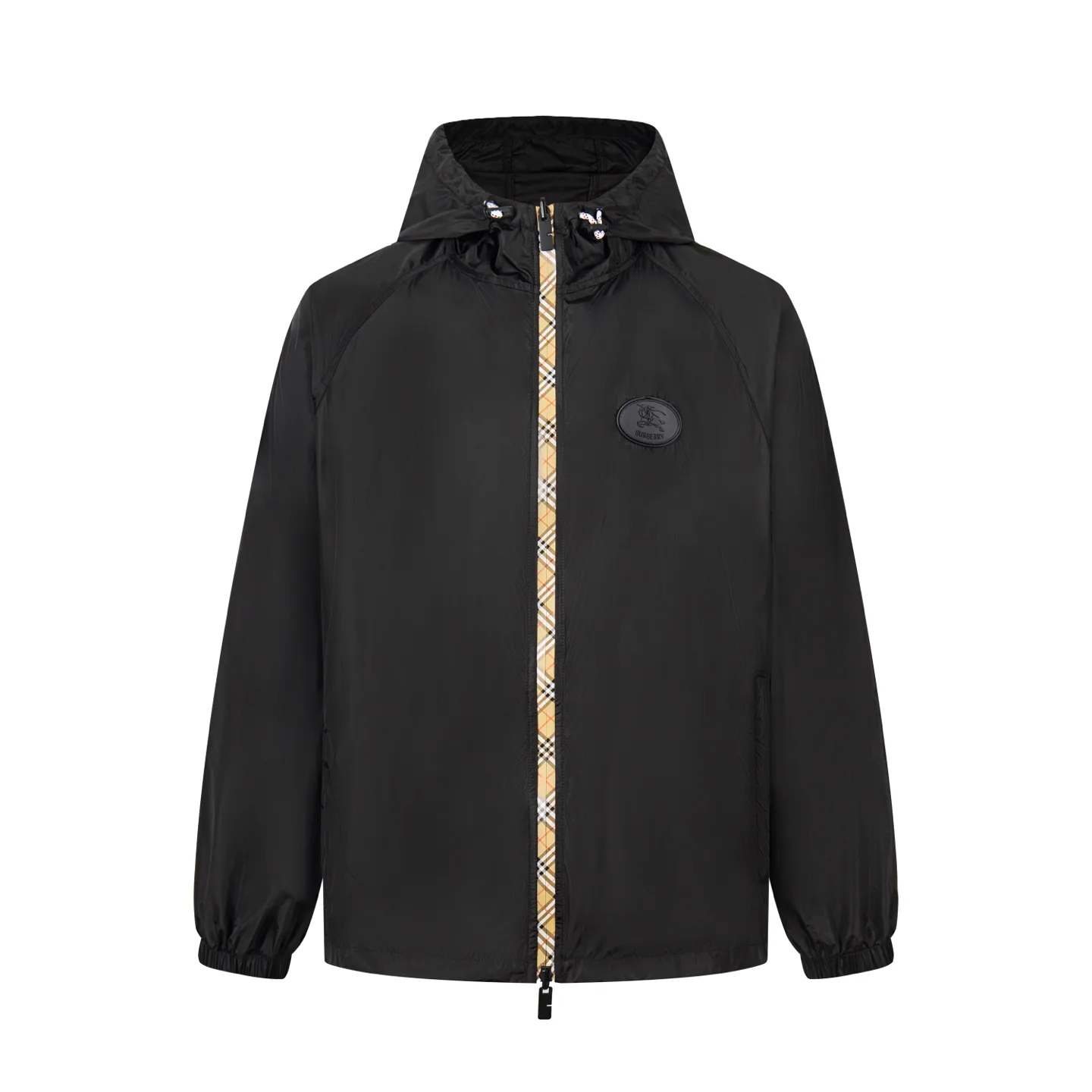 Check-Placket Hooded Nylon Jacket D29521672