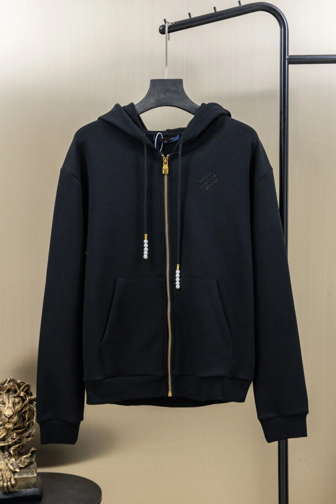 Embroidered Zip-Up Knit Hoodie D29523440
