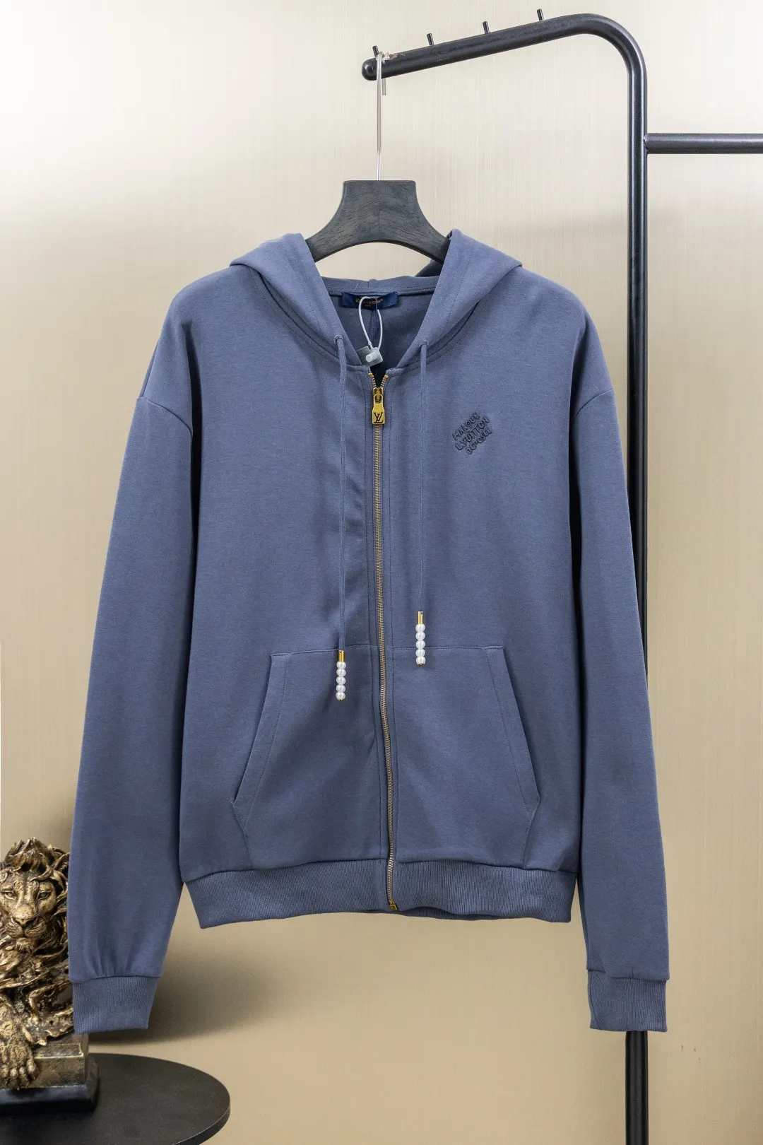 Embroidered Zip-Up Knit Hoodie D29523439