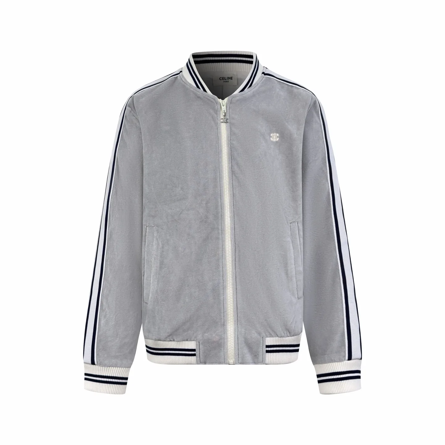 Triomphe Embroidered Velour Bomber Jacket D30021890