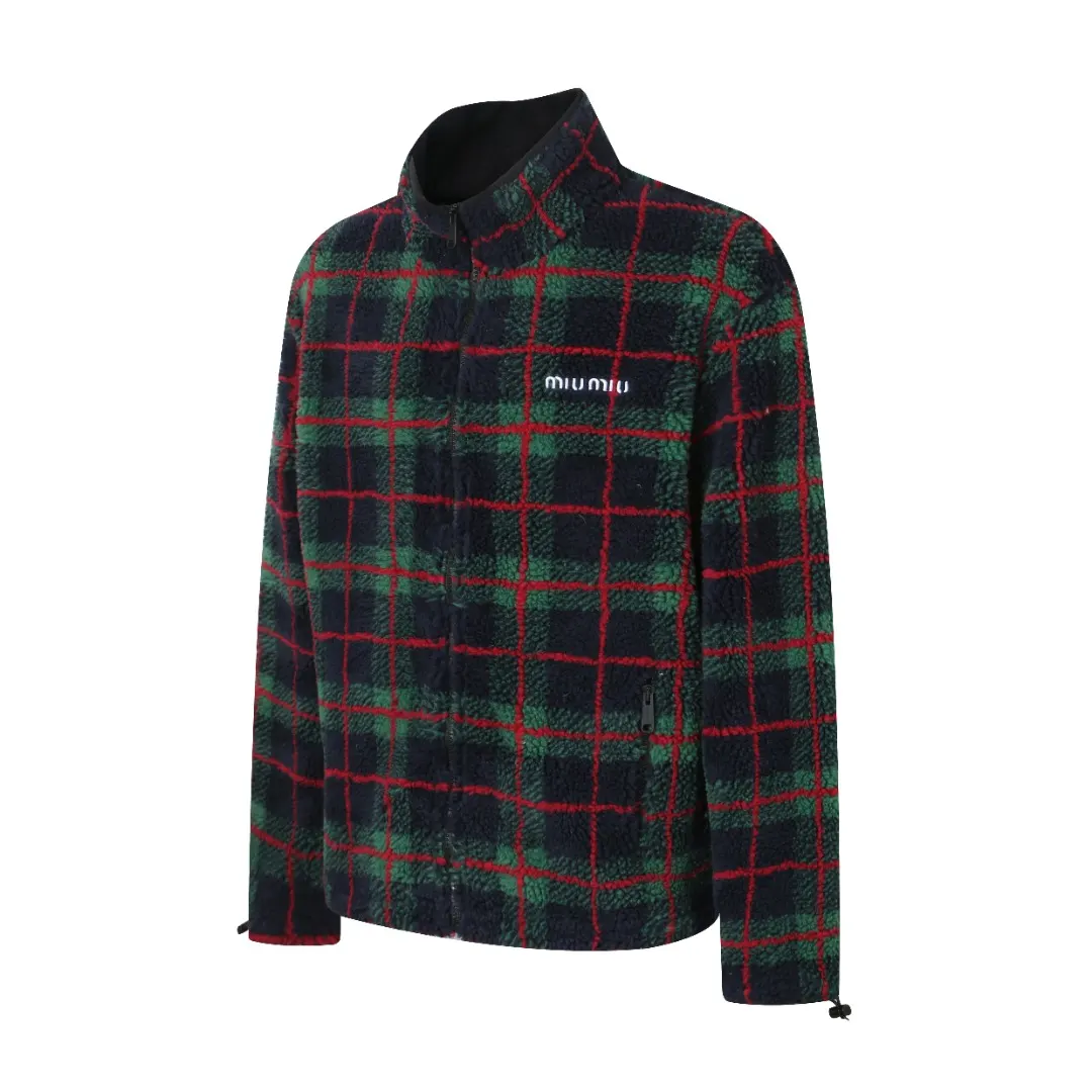Plaid Wool-Blend Fleece Zip-Up Jacket D30019918 — view 2