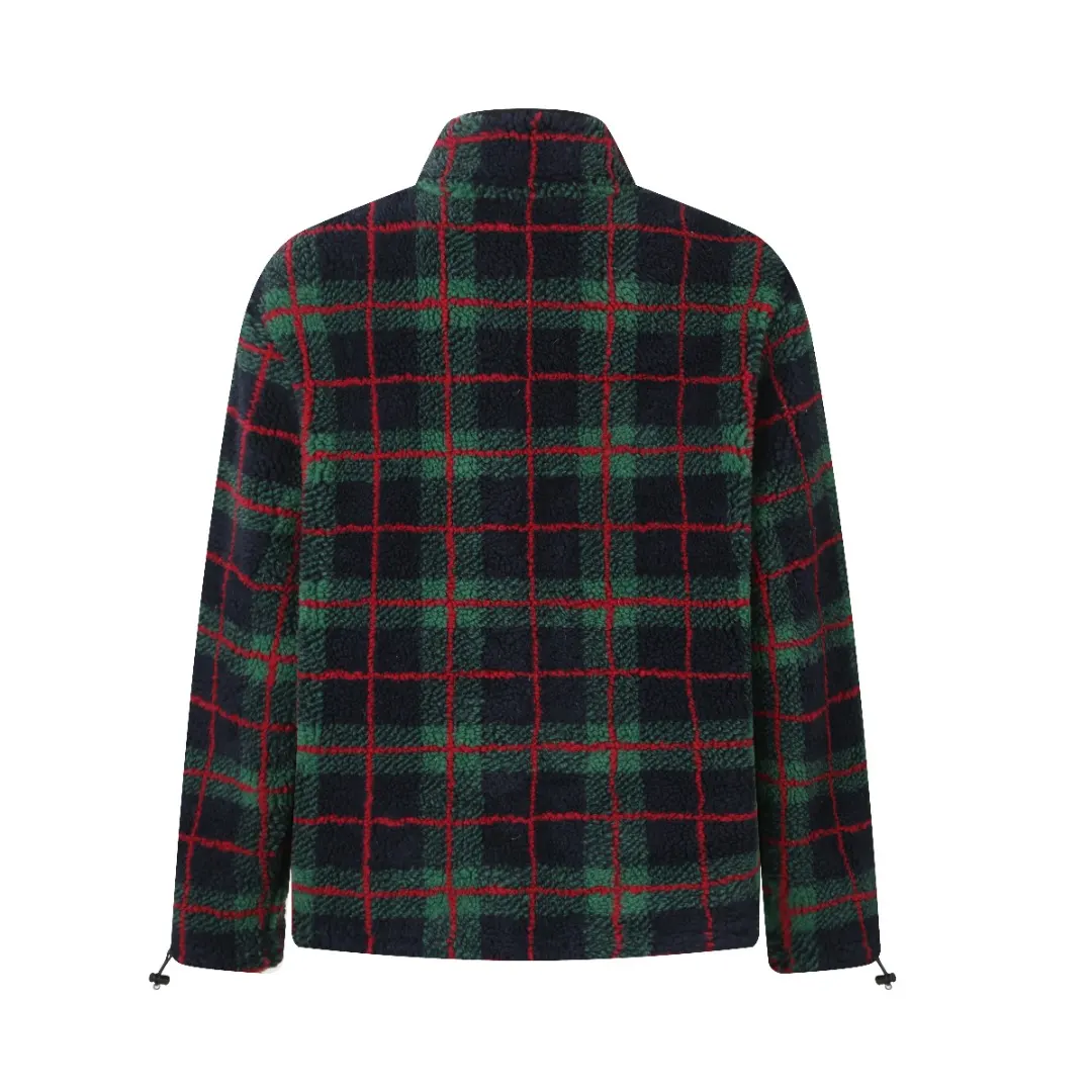 Plaid Wool-Blend Fleece Zip-Up Jacket D30019918 — view 3